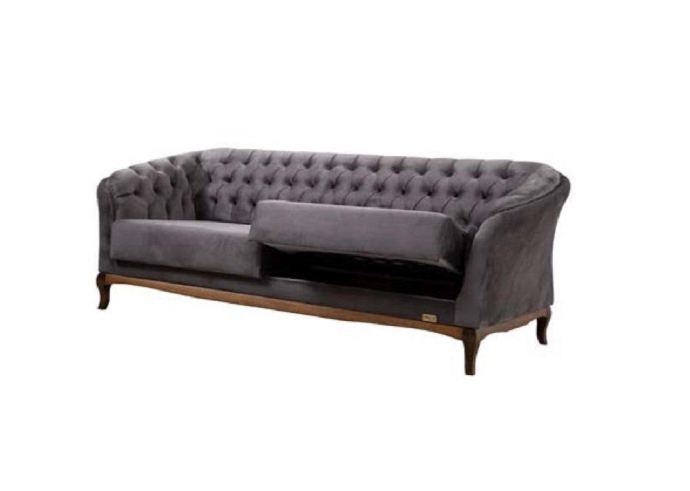 Polster, Sitzer Sofa Europe Sofas 3+2+1 Graue JVmoebel Sessel in Sofagarnitur Chesterfield Sofa Made