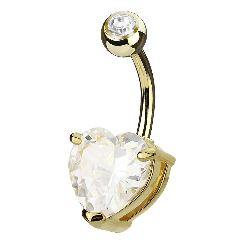 Taffstyle Bauchnabelpiercing Piercing Schmuck Banane Stecker Herz Strass Kristall (Herzförmiger Kristall hautfreundlich und elegant), Bauchpiercing Banane Bauch Gebogen Herz Strass Kristall Steinen