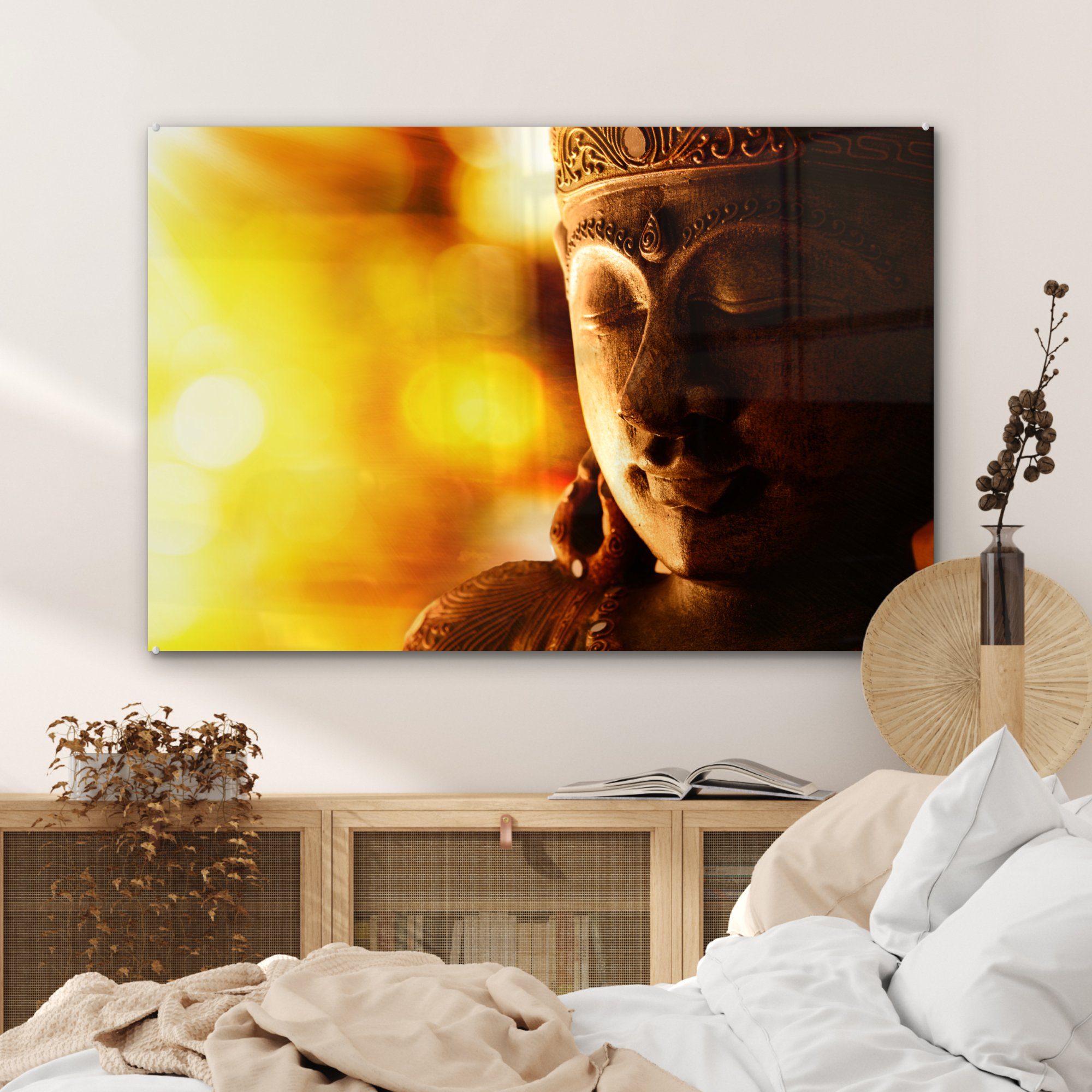 Licht, - Acrylglasbild & MuchoWow Acrylglasbilder (1 Buddha Schlafzimmer St), - Gesicht Wohnzimmer