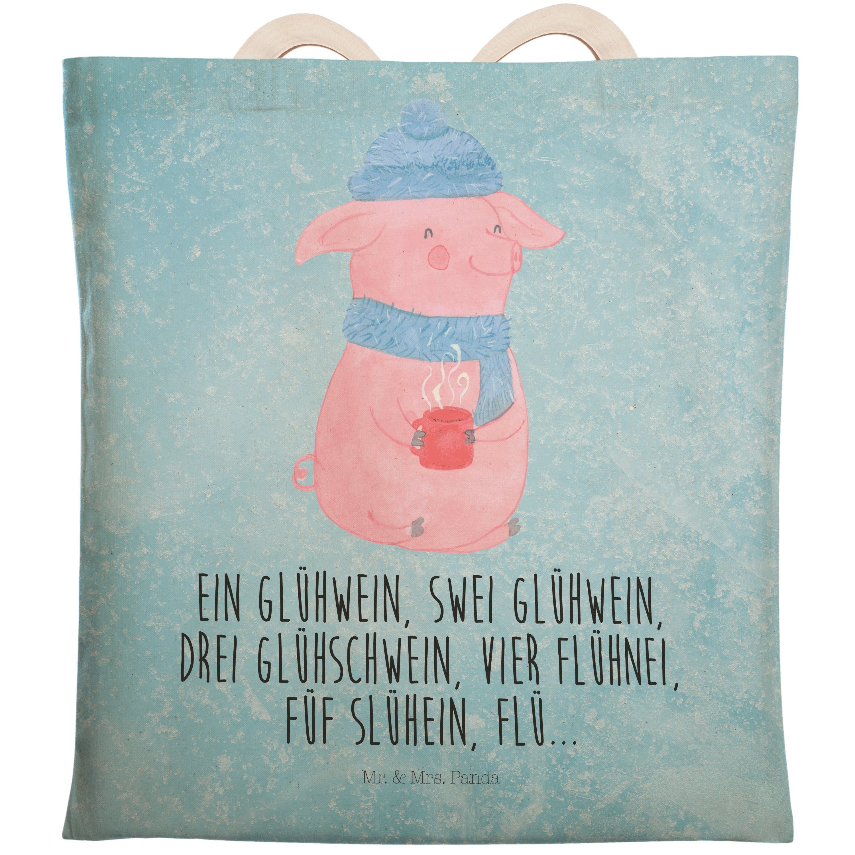 Mr. & Mrs. Panda Tragetasche Lallelndes Glühschwein - Eisblau - Geschenk, Advent, Shopper, Spruch, (1-tlg)