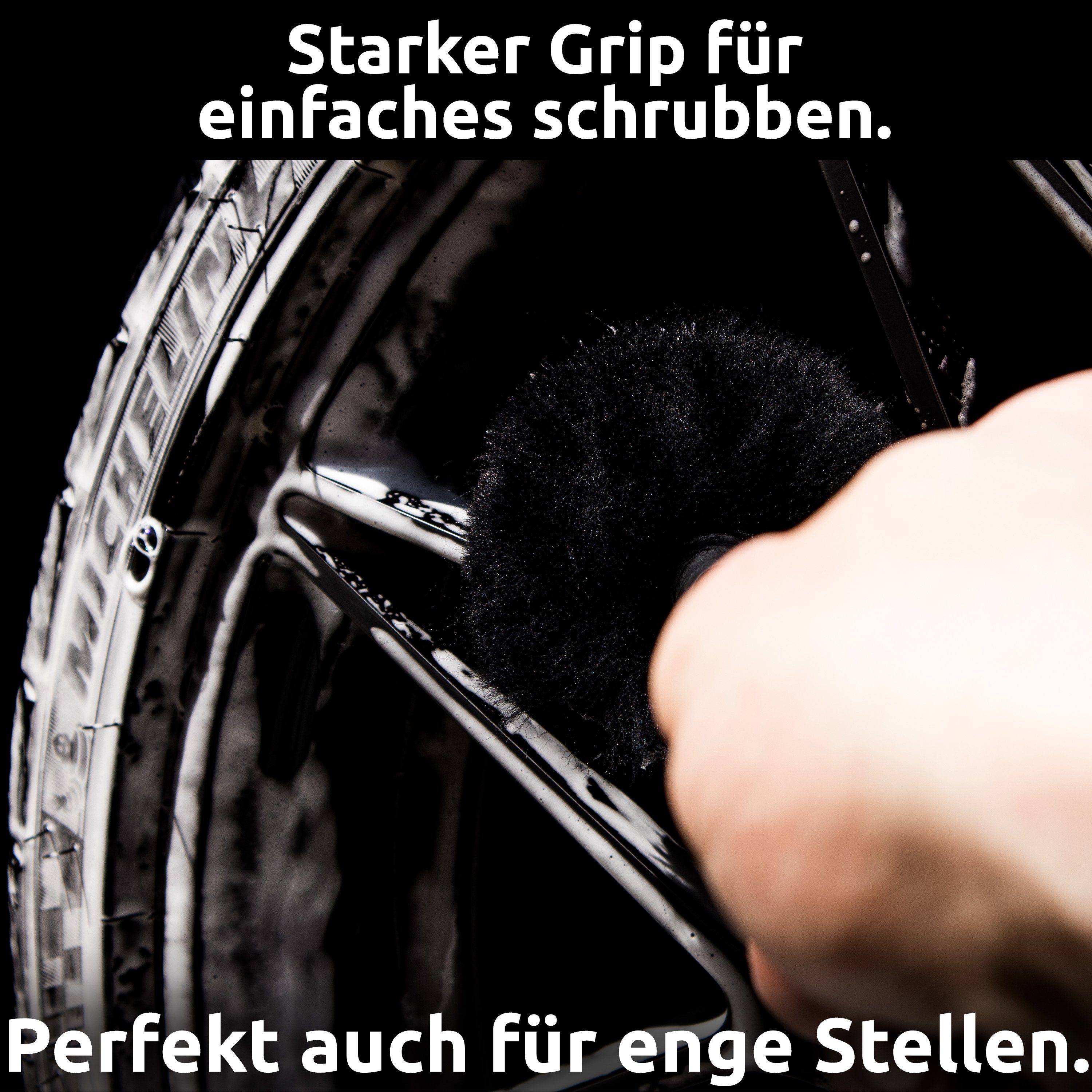 Cleaneed Premium Rim Brush – Particularly gentle and effective – Suitable for all rims (1-piece), No metal parts to prevent scratches