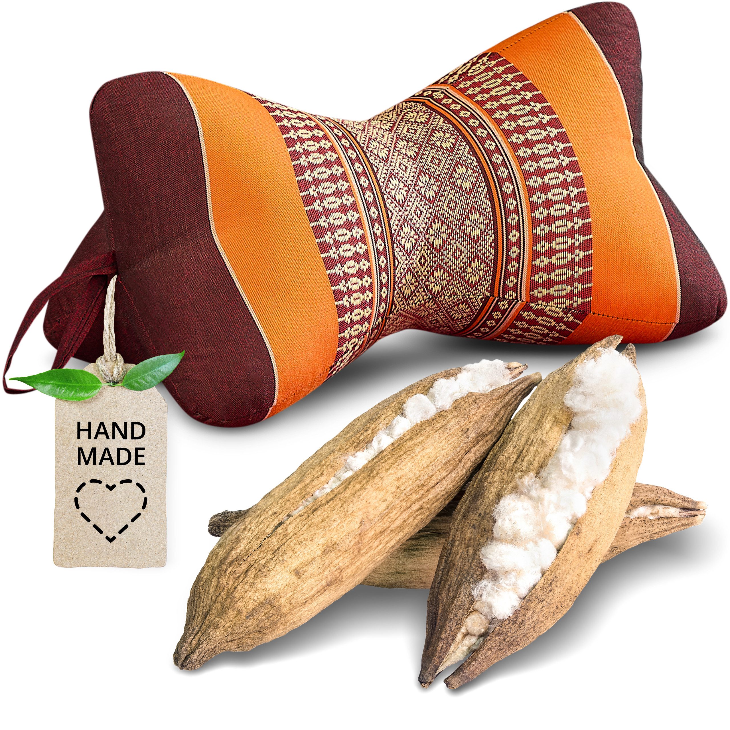 livasia Nackenstützkissen Knochenkissen, vegan und handgefertigt, Ø 15x32cm, Kapok