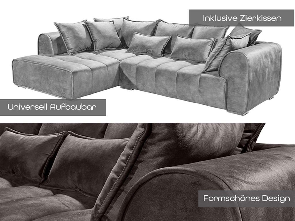 ED Ecksofa, x Couch 197 Sofa Anthrazit Polstergarnitur Ecksofa EXCITING Adamo DESIGN cm 320