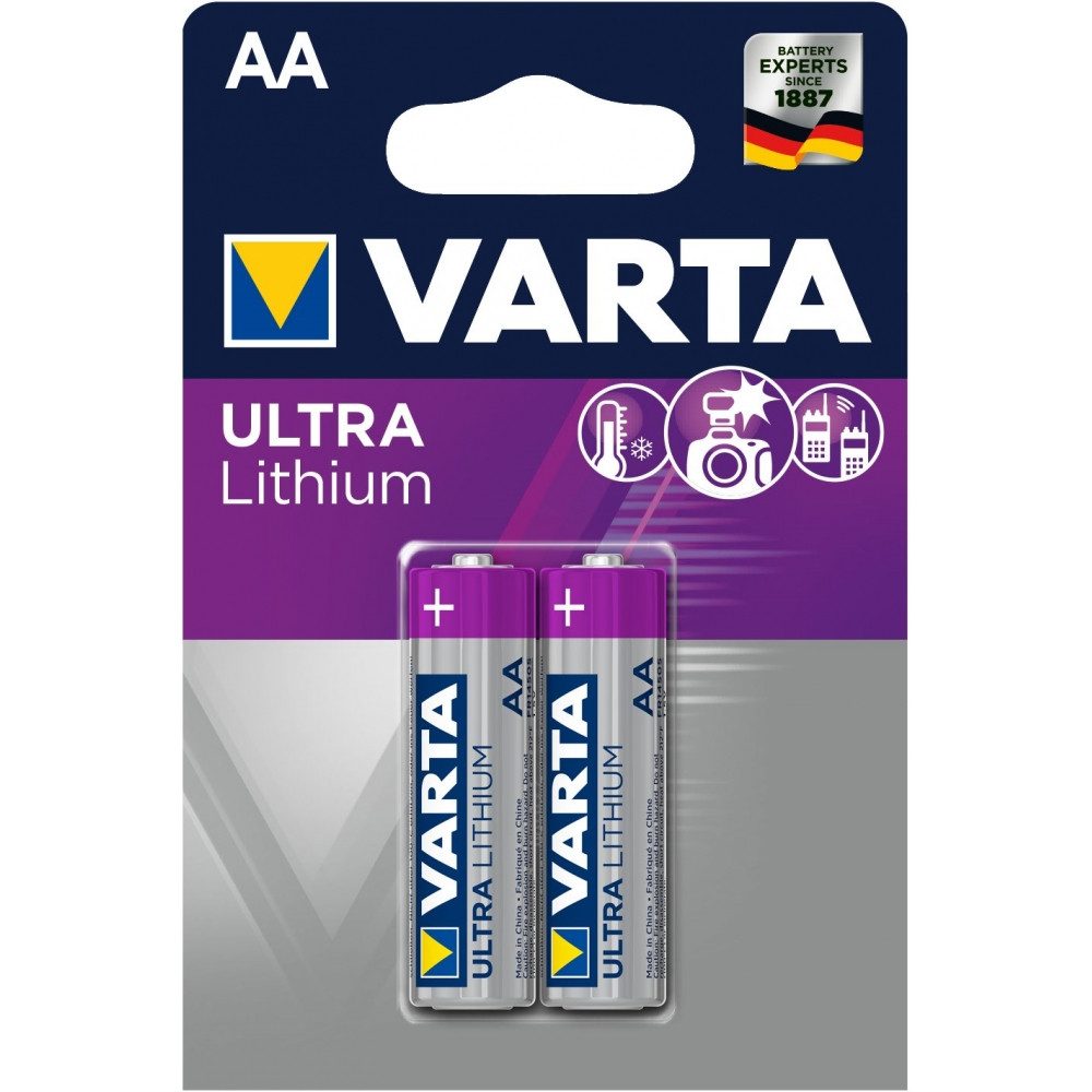 VARTA Varta Lithium AA 2er Blister - Hochleistungsbatterie Akku Varta Lithium AA 2er Blister Batterie, Leistungsstarke Lithium Zellen mit hoher Zuverlässigkeit