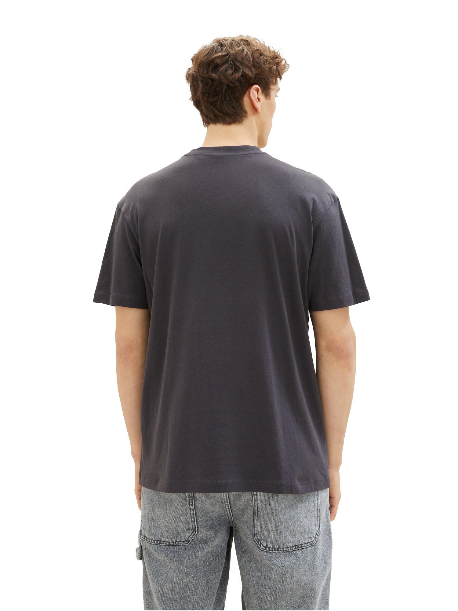 TOM TAILOR Denim TOM TAILOR mit Kurzarmshirt T-Shirt Rundhalsausschnitt grau und (1-tlg) T-Shirt