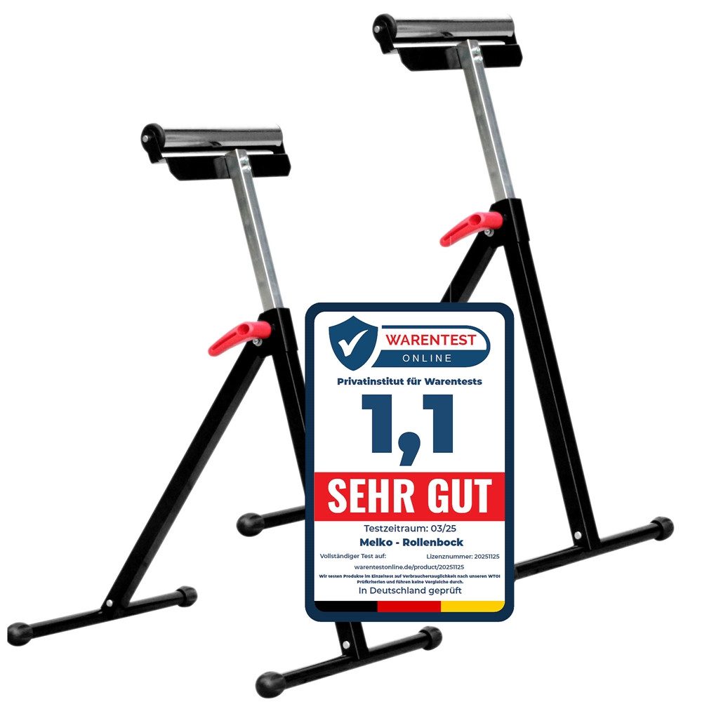 Melko Rollenbock Verstellbarer Rollenständer 66-105cm Rollbock Klappbock Stützbock, 90 kg max. Belastbarkeit, (2-St., inkl. 1 Paar Arbeitshandschuhe), stufenlos einstellbar