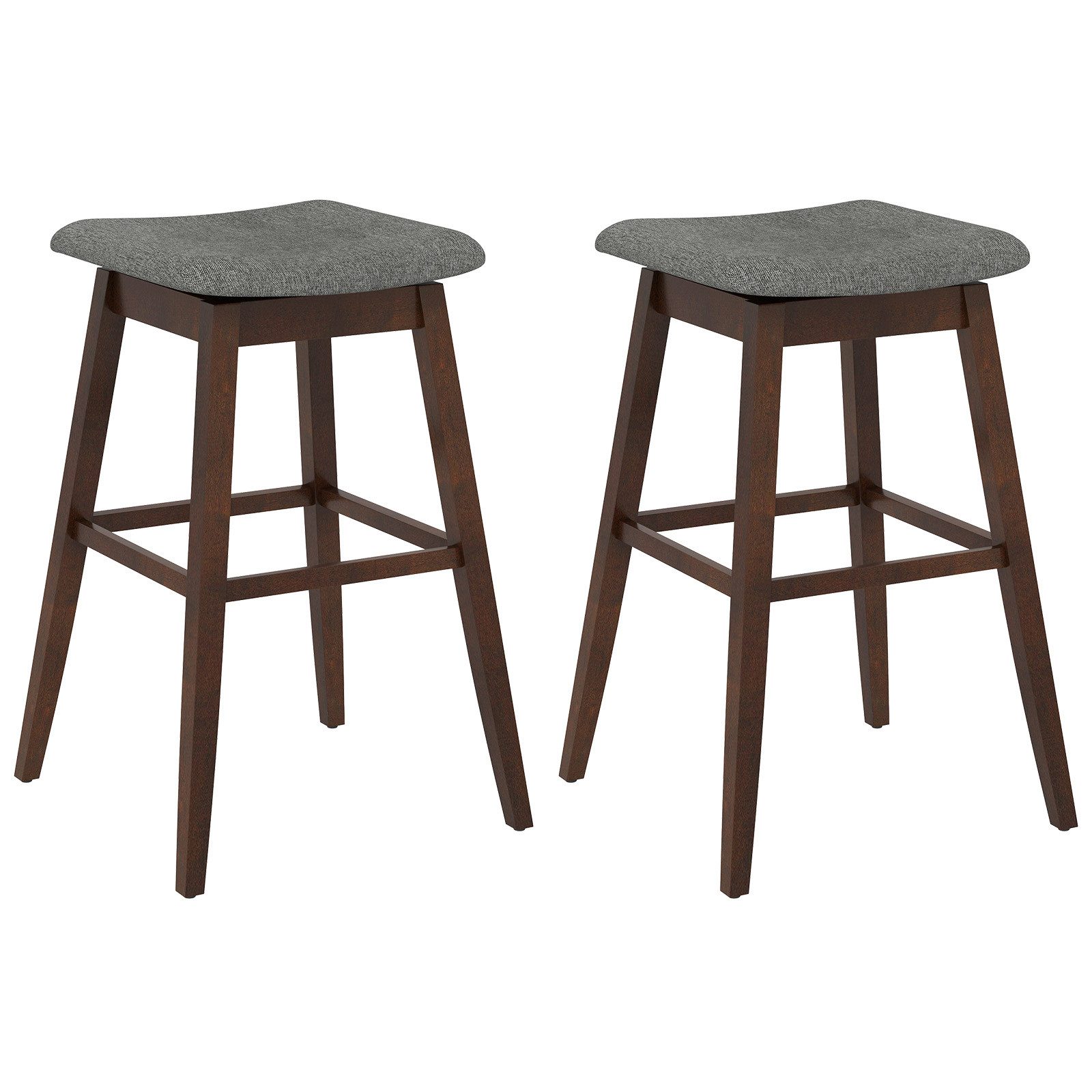 COSTWAY Высокие табуреты (2er Set), 360° drehbar mit Fußstütze, Holz 76 cm