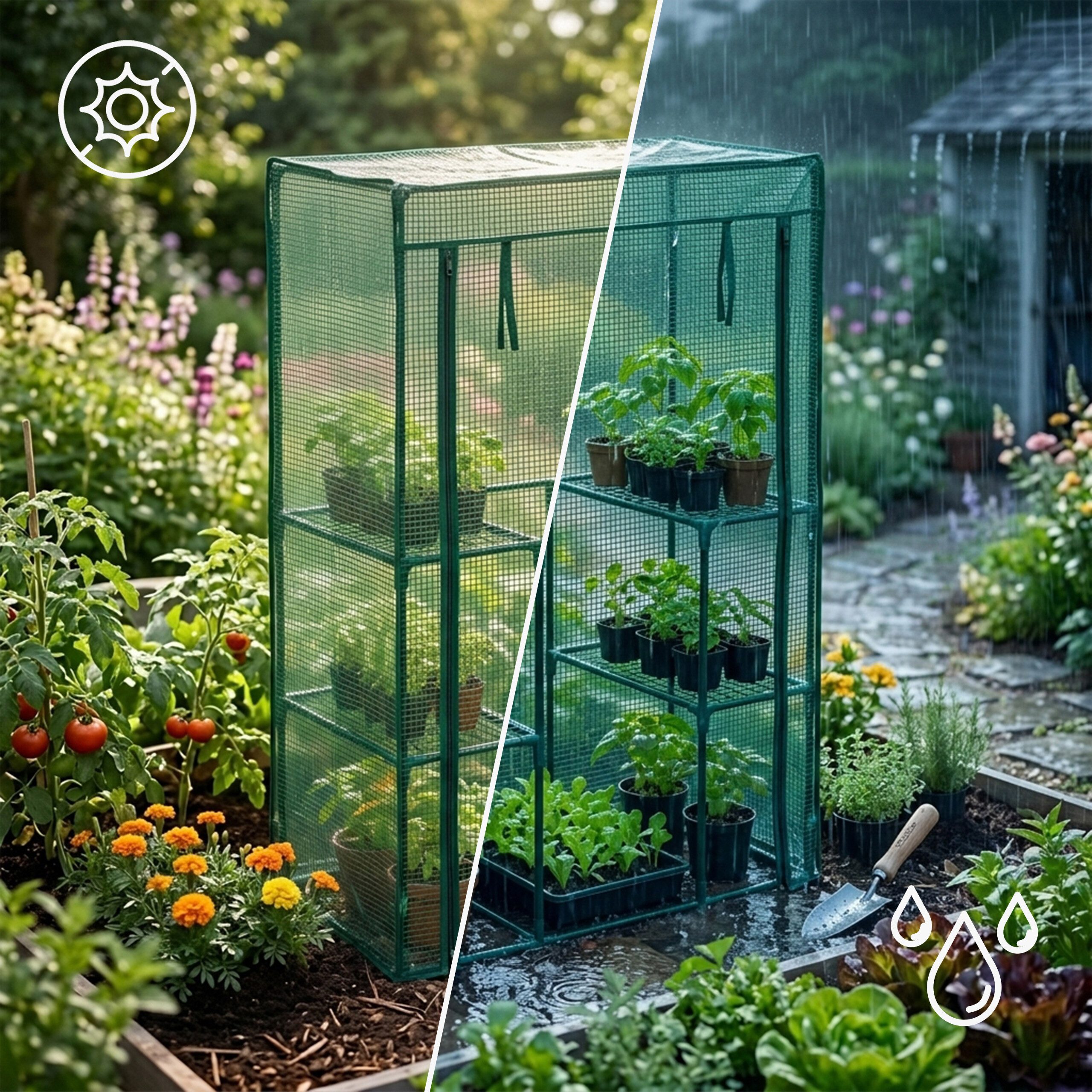 relaxdays Tomatengewächshaus für Garten und Balkon, BxTxH: 100 x 50 x 150 cm, BxLxH: 100 x 50 x 150 cm, 1-St., PE – Bild 5 von 5