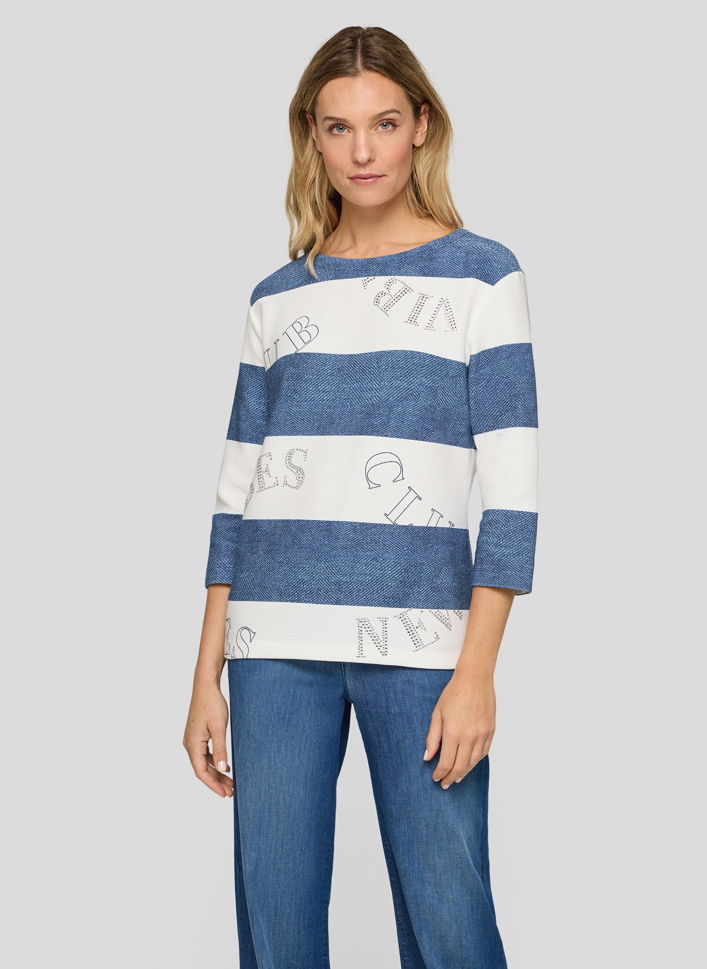 Rabe 3/4-Arm-Shirt mit All-Over Schriftzügen günstig online kaufen