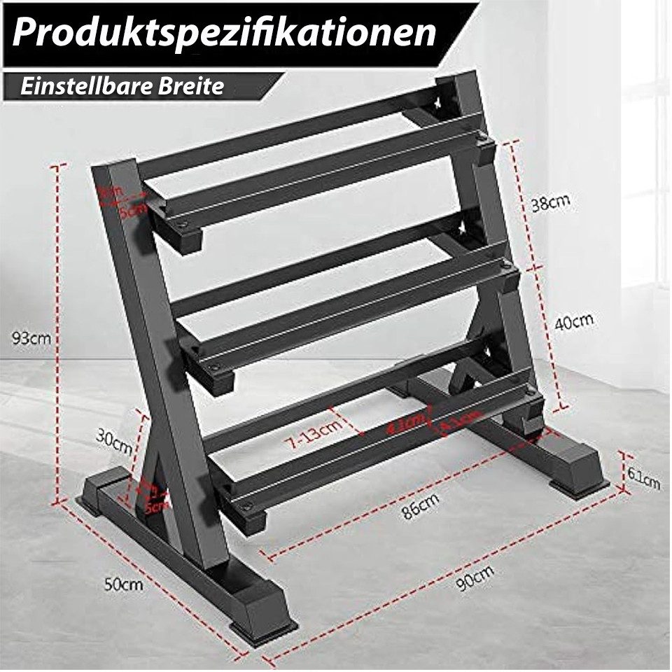 ToteBox Kurzhantelständer 3 Regale Rack für Kurzhanteln Aller Gewichte Belastbarkeit 300kg