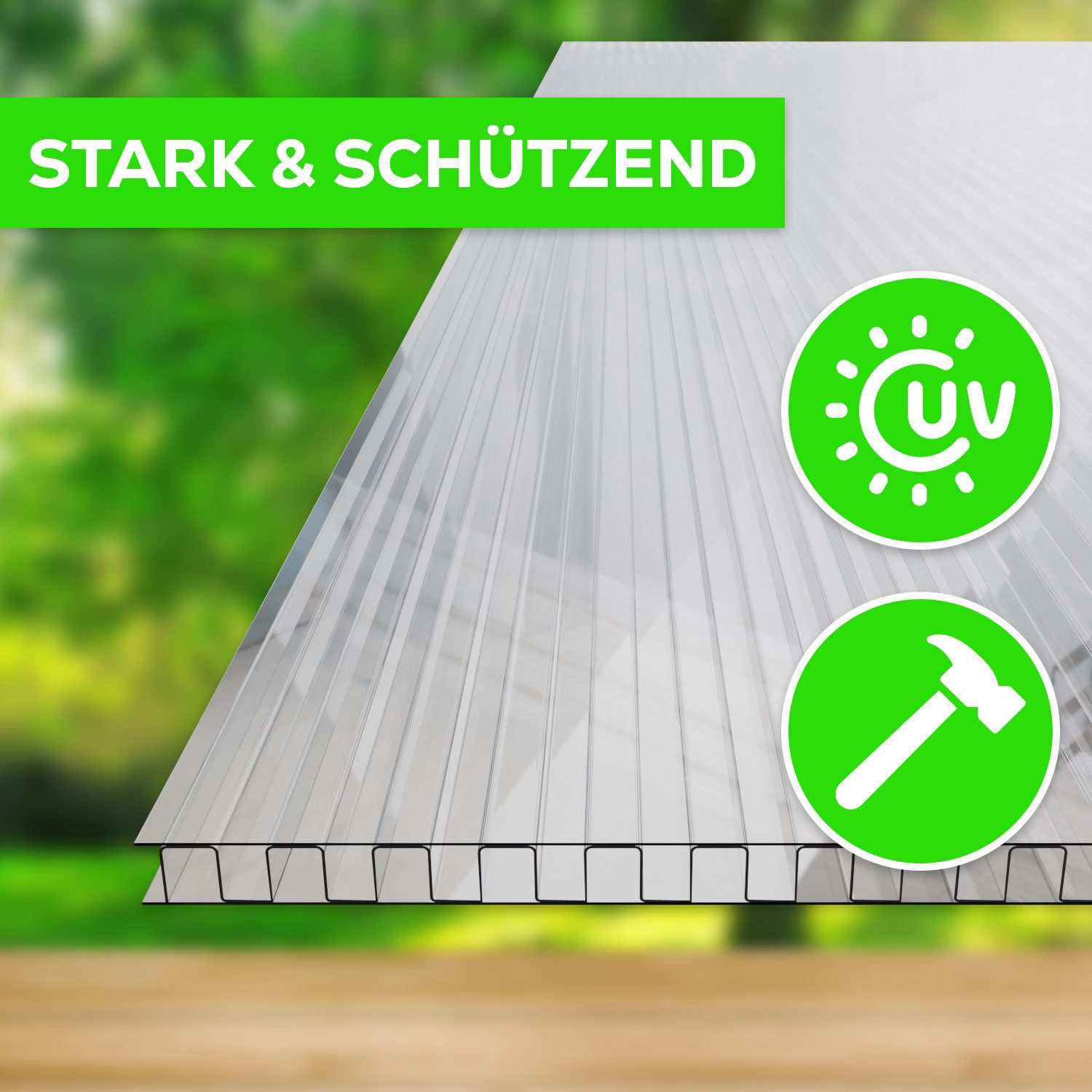 GARMIO Gewächshaus Hohlkammerstegplatte...