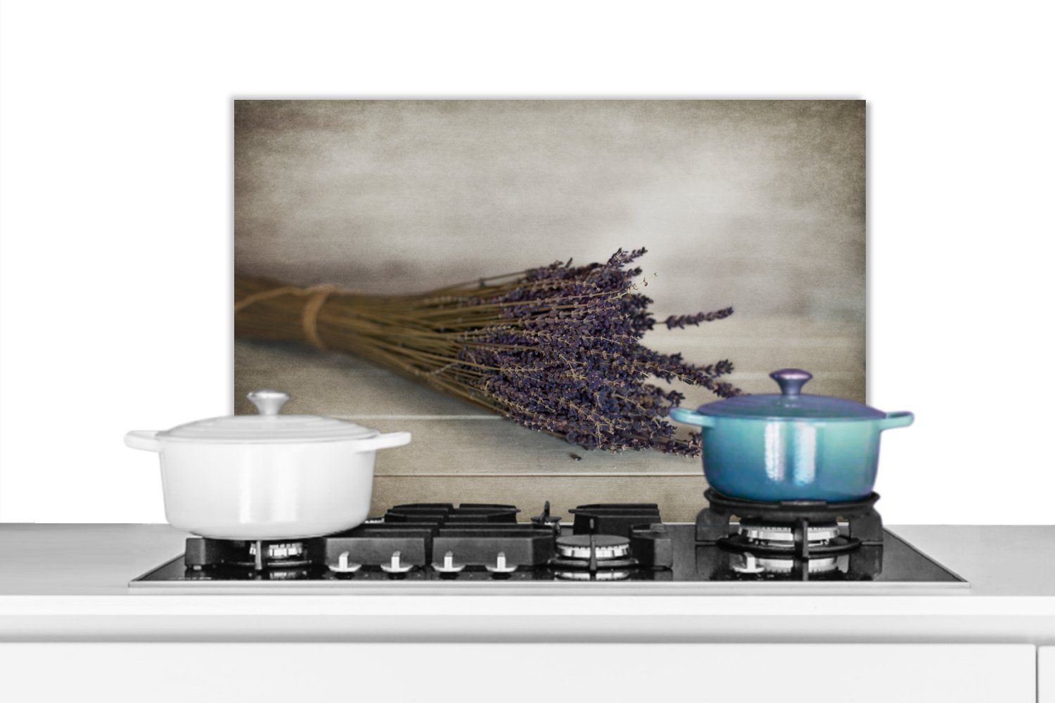 MuchoWow Küchenrückwand Blumenstrauß aus getrocknetem Lavendel, (1-tlg), 60x40 cm, Herdblende aus Wandschutz, Temperaturbeständig küchen | Küchenrückwände
