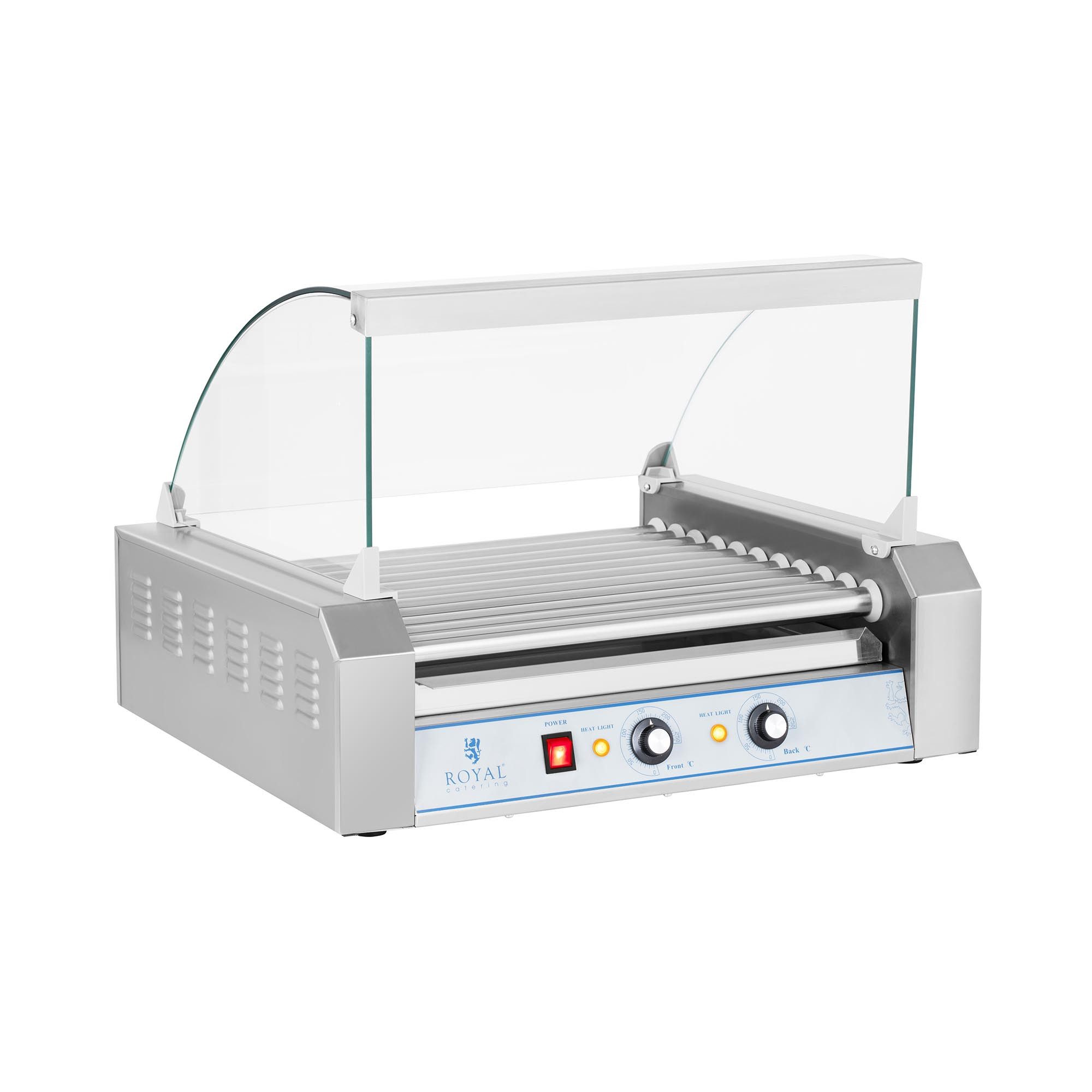 Royal Catering Elektrogrill Hot Dog Maker Grill Gerät Hotdog Edelstahl 11 Rollen 2200 W Gastro, 2200 W, verschiedene Größen