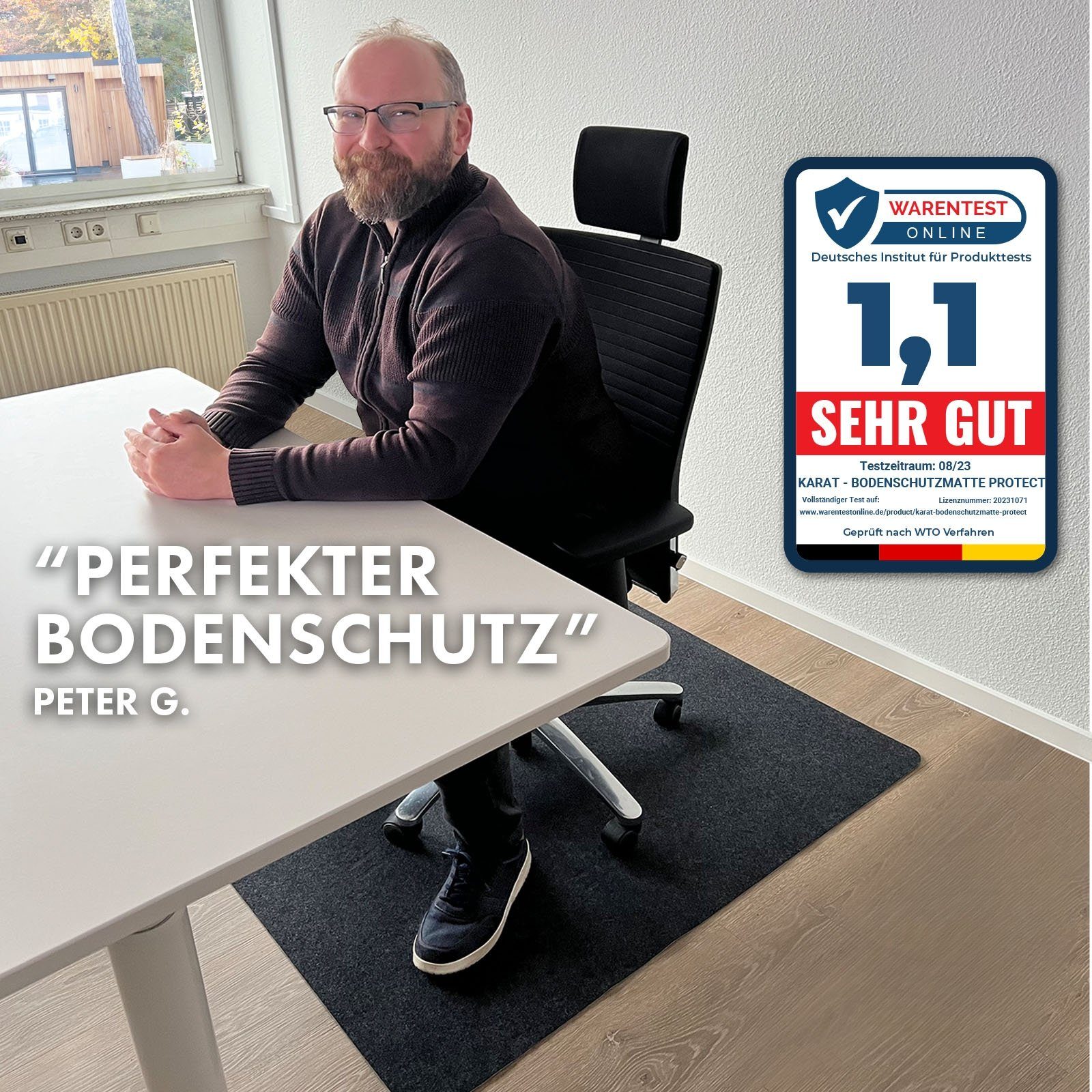 Bodenschutzmatte Bürostuhl 140x90cm - Rutschfest Für Parkett & Hartböden