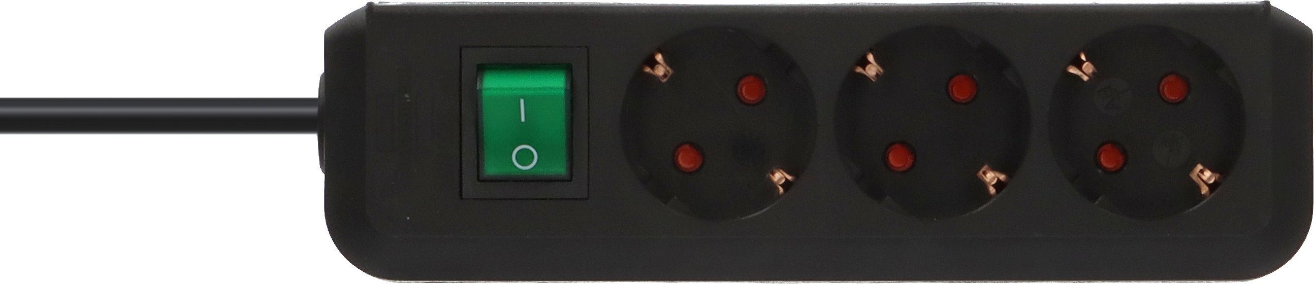 Steckdosenleiste mit 5 Eco-Line 3-fach Schalter und Brennenstuhl Berührungsschutz m), erhöhtem (Kabellänge