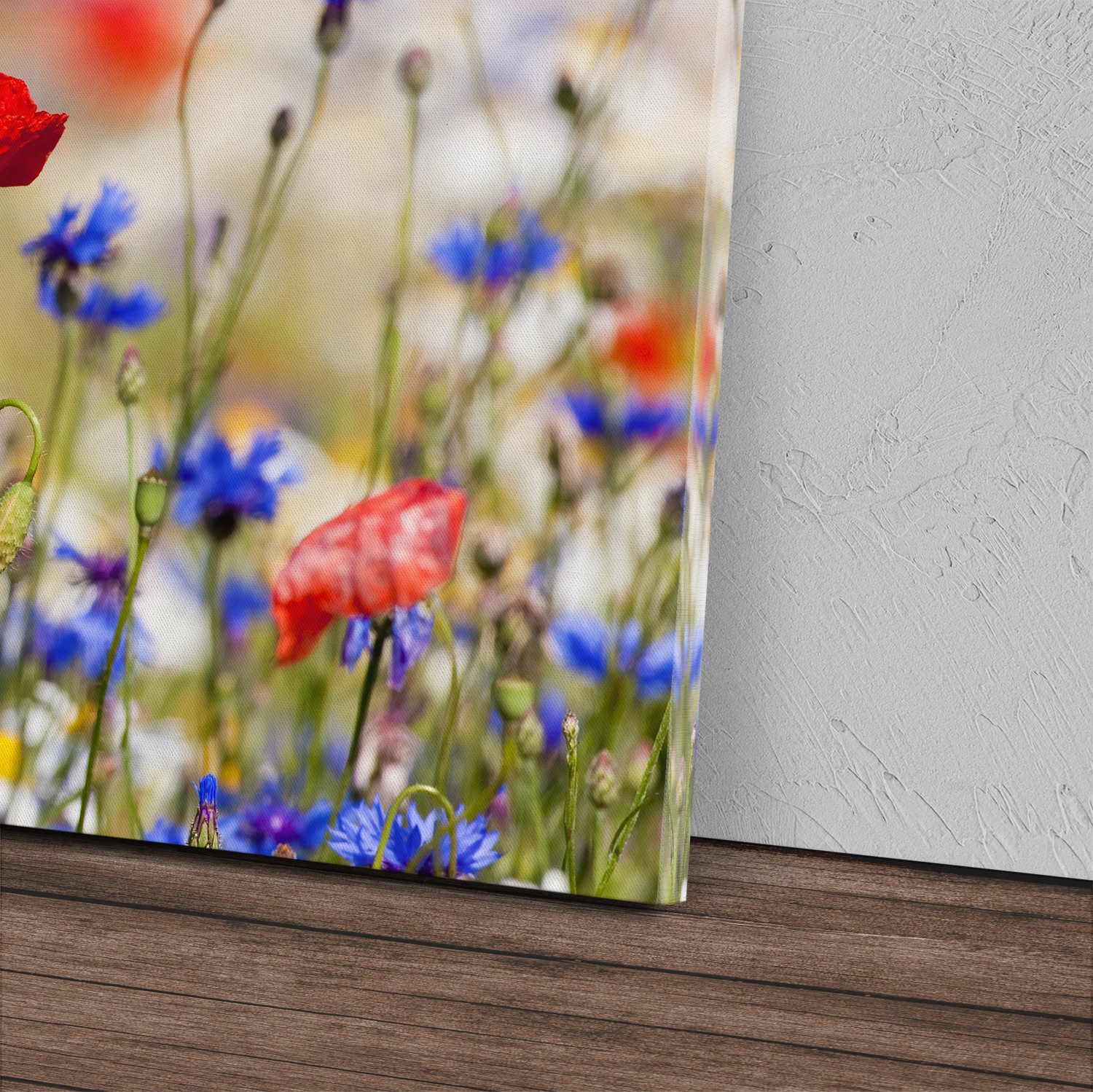 Sinus Art Leinwandbild Kunstdruck Bilder 120x60cm Sommerwiese Blumenwiese Wildblumen Sommer, (1 St)