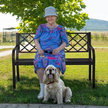 COSTWAY Gartenbank, Metall, mit Armlehnen & Rückenlehne, für 2 - 3 Personen