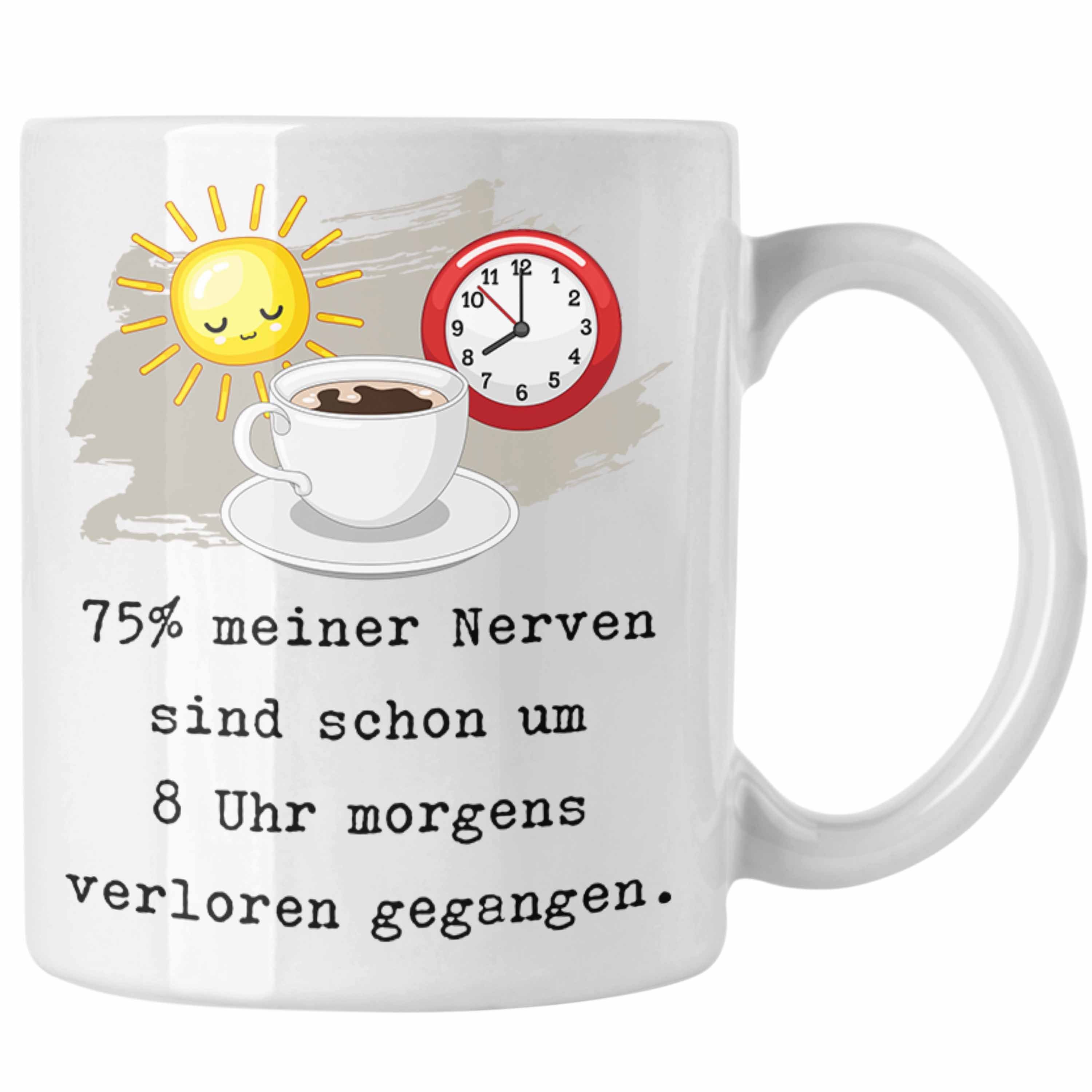 Trendation Tasse Morgenmuffel Tasse Geschenk Genervt Sprüche Kollegin Geschenkidee Arbe Weiss