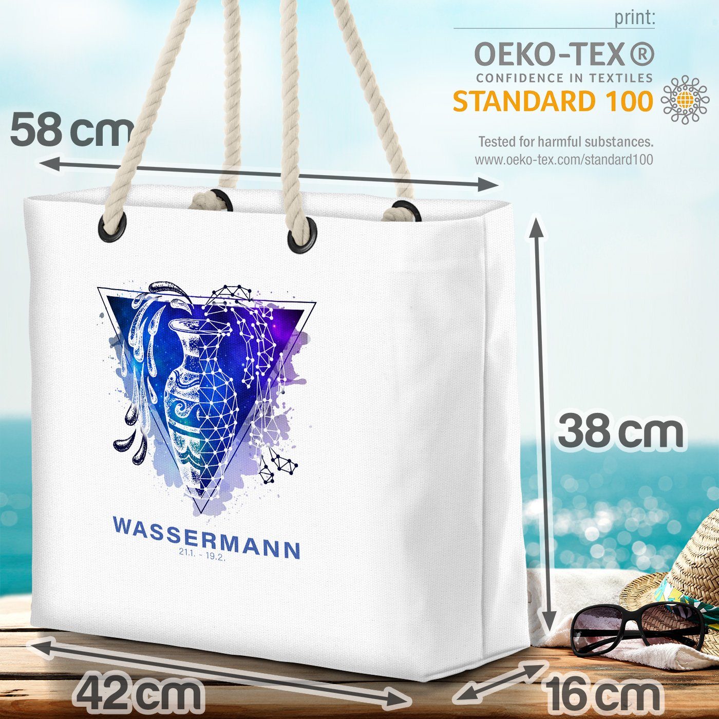 VOID Strandtasche Sternzeichen Sterne Horoskop (1-tlg), Sternzeichen Sterne Horoskop Wassermann