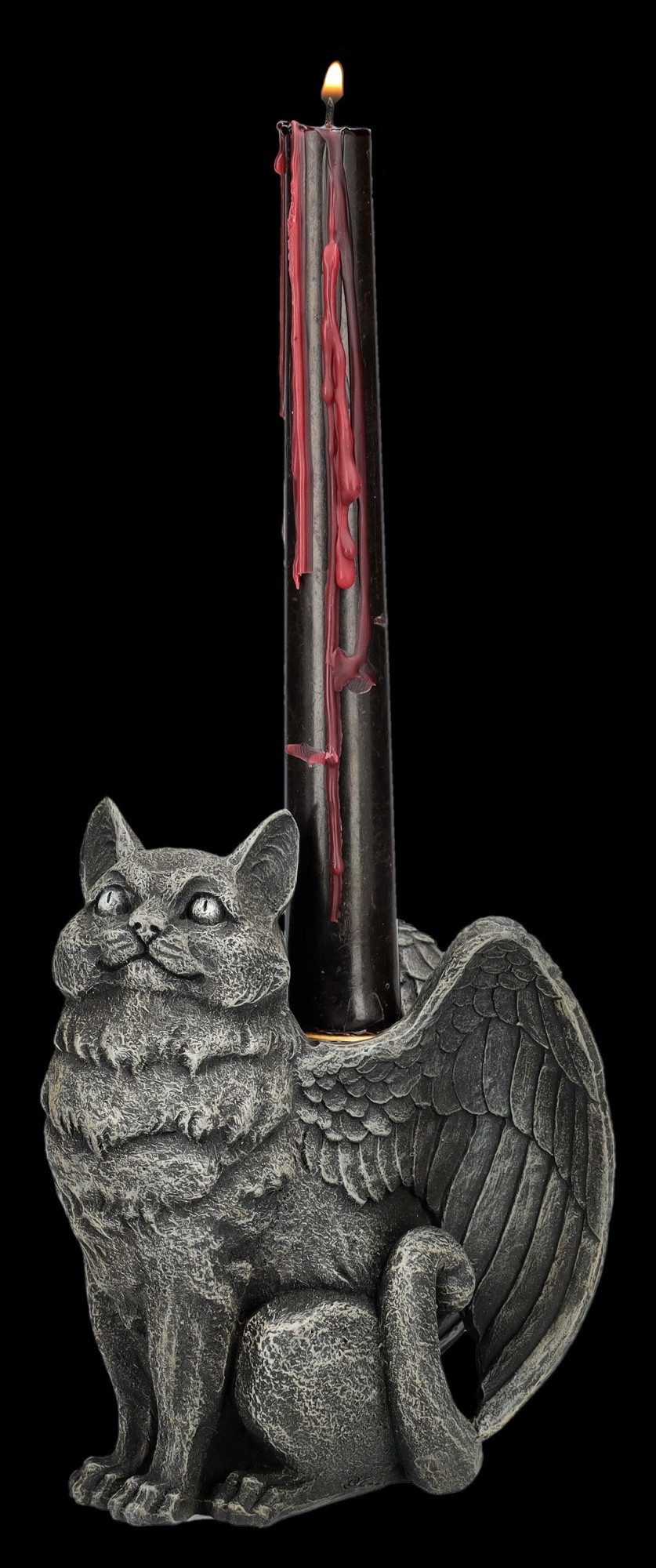 Figuren Shop GmbH Kerzenständer Kerzenhalter - Engel Katze - Kerzenständer Dekoration Katzenfiguren