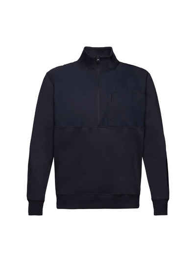 Esprit Sweatshirt Troyer-Sweatshirt aus Materialmix (1-tlg)
