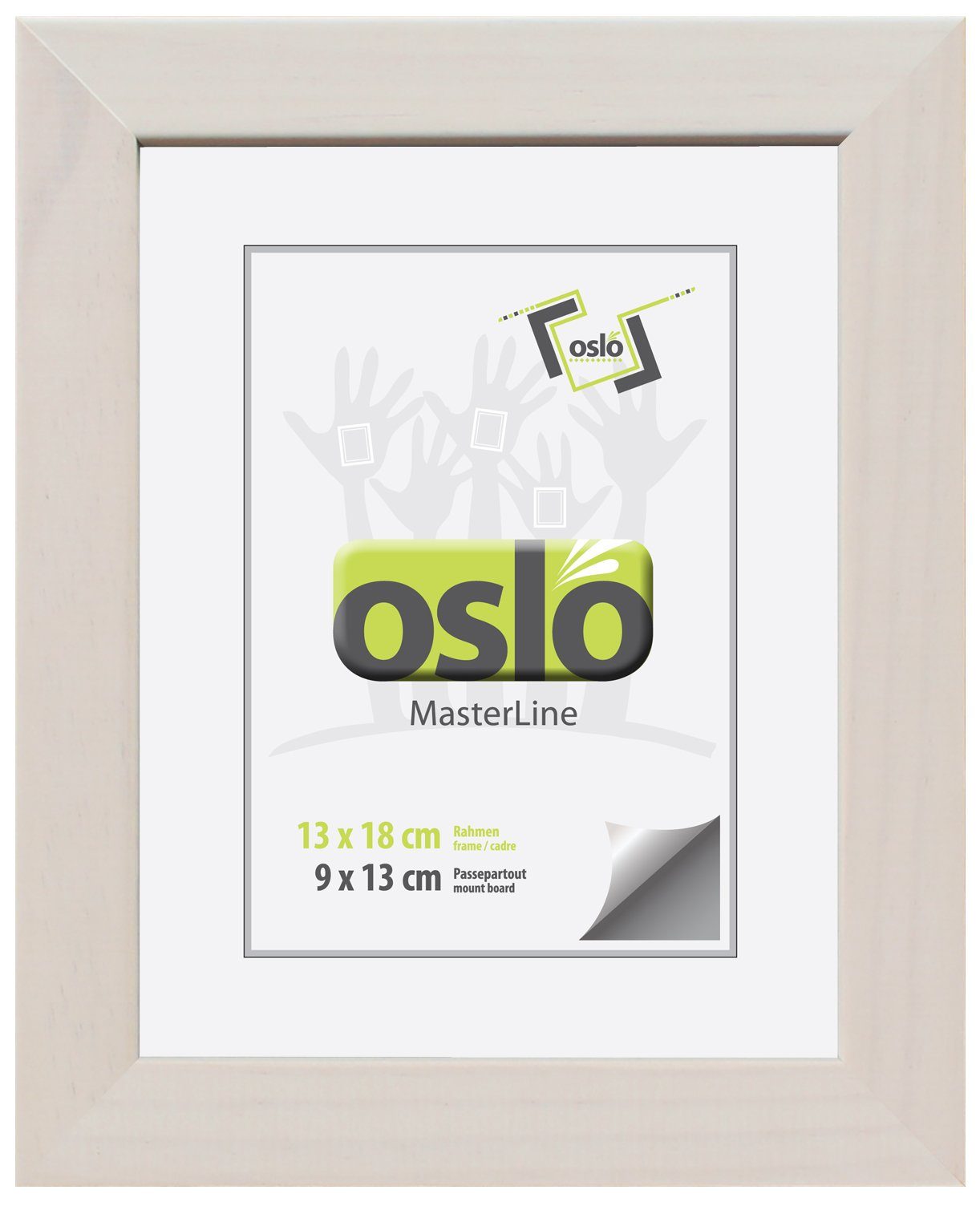 Oslo MasterLine Фоторамки Рамки 13 x 18 cm Holz massiv mit Glasscheibe und Aufsteller, Echtholzrahmen weiß gekalkt FSC-zertifiziert