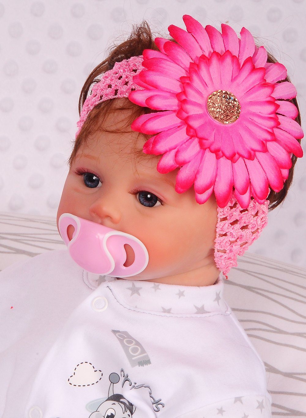 rosa Kopfband Baby für 0-12Mon und Stirnband Stirnband Blume Haarband Kinder
