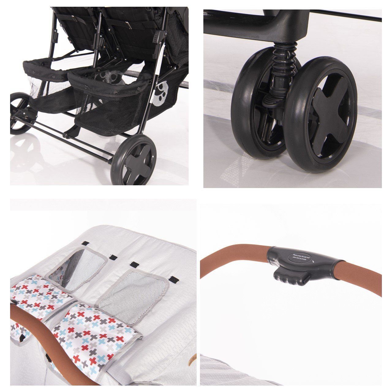 Lorelli Twin Stroller, Twin Pram, Changing Bag, One-Hand Folding System, Foot Cover