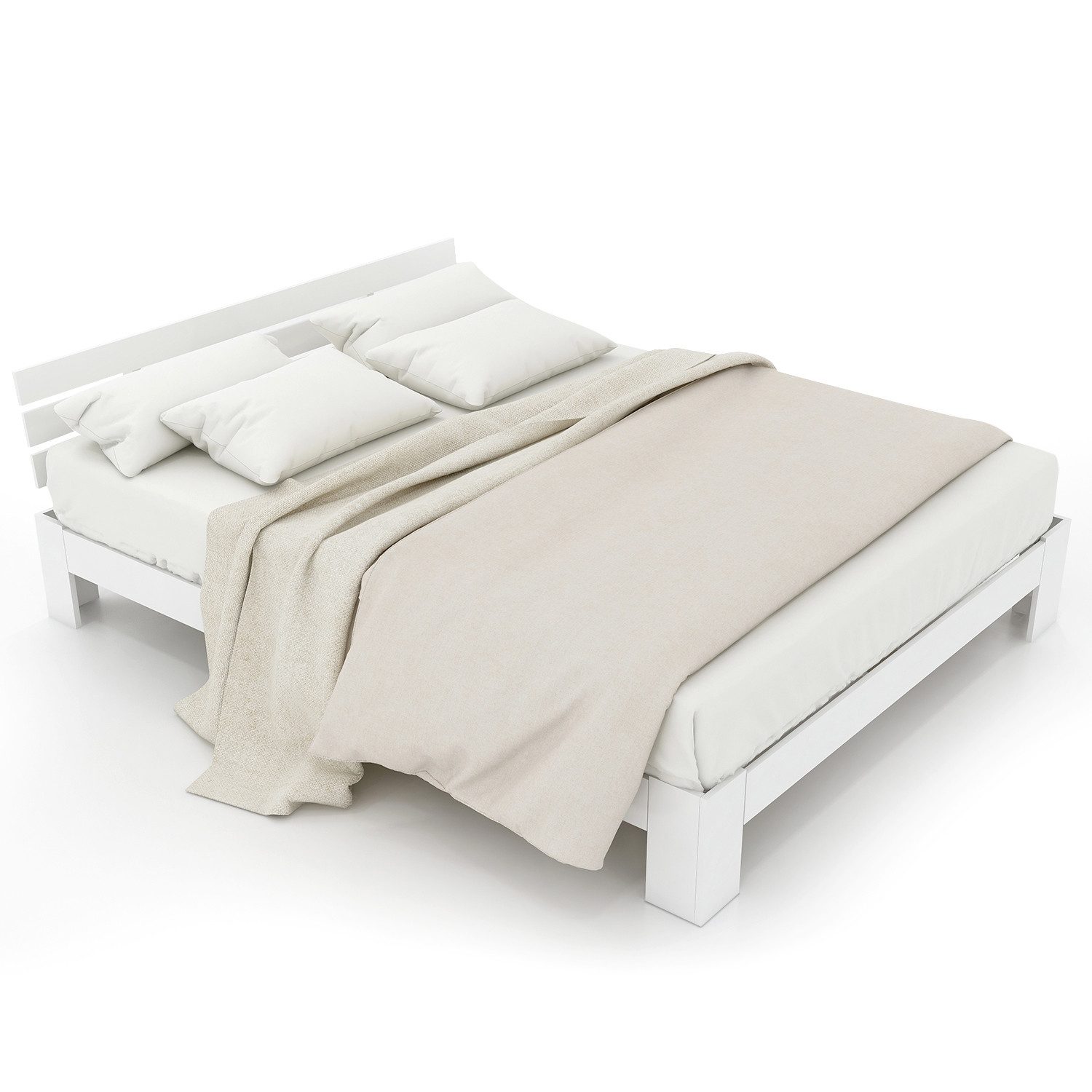 KLAM HOME Bettgestell Doppelbett Holzbett Massivholz günstig online kaufen
