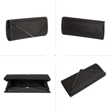 TAN.TOMI Schultertasche Clutch Damen, Glitzer Abendtasche Umhängetasche mit Abnehmbarer Kette, Glänzende, stylische Schultertasche mit abnehmbarer Kette