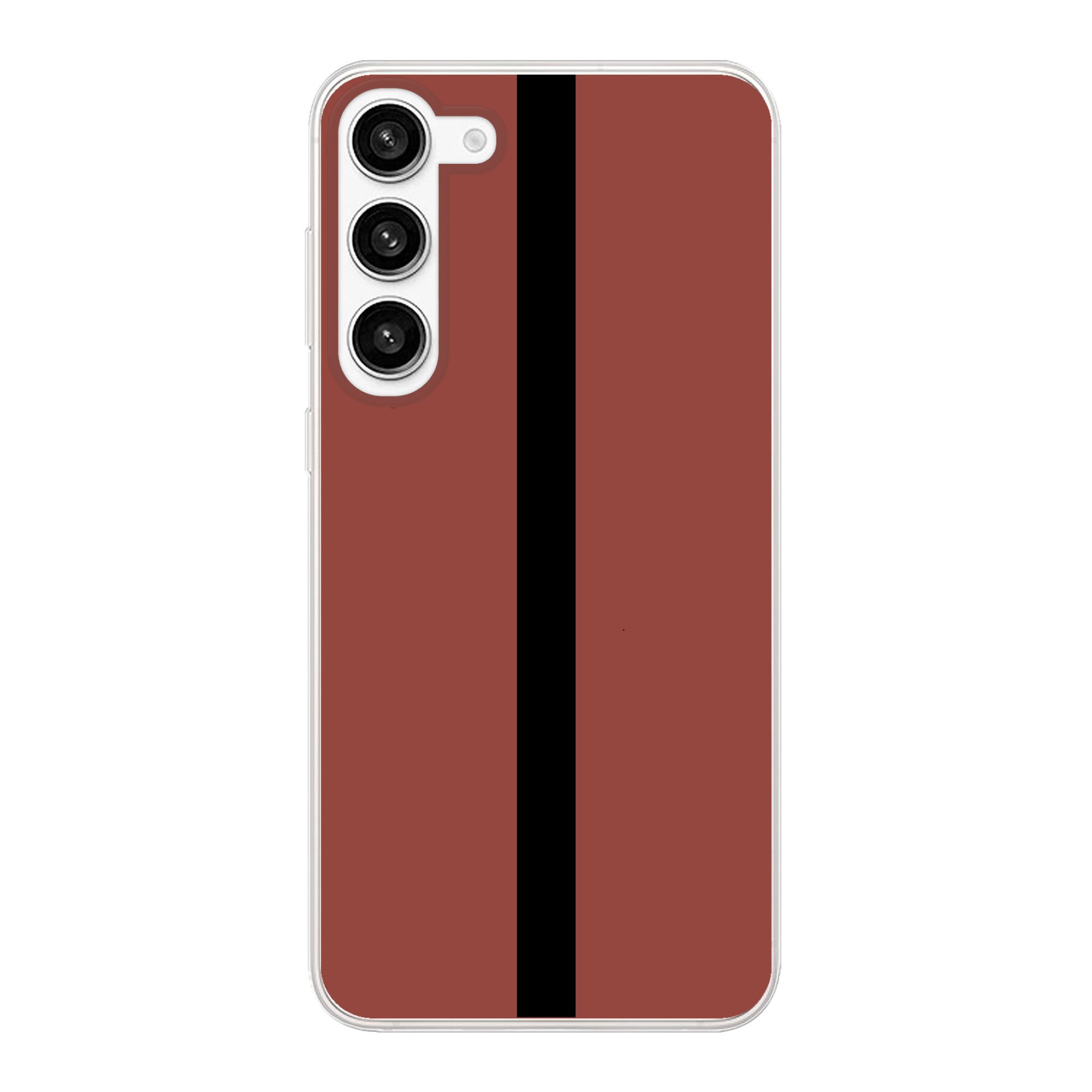 MuchoWow Handyhülle für Samsung Galaxy S23 Plus Rot - Schwarz - Gestreift - Minimalistisch, Phone Case, Silikon, Schutzhülle Dünn