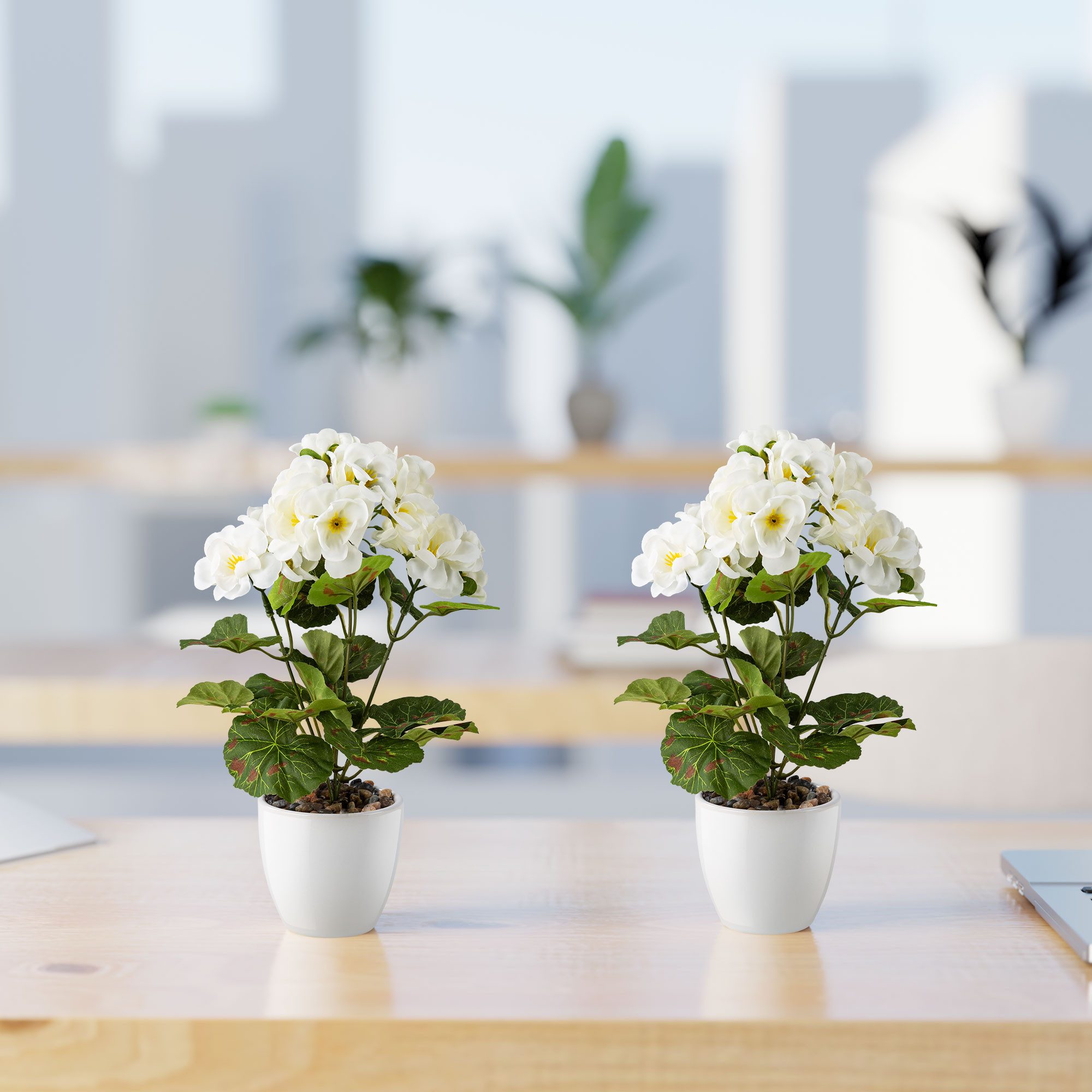 Kunstblume Kunstblumen im Topf, Künstliche Blumen wie echt, Deko Blumen Geranie, Kamelie, Orchidee, Azalee, Veilchen, PASCH, Hochwertiger Keramiktopf