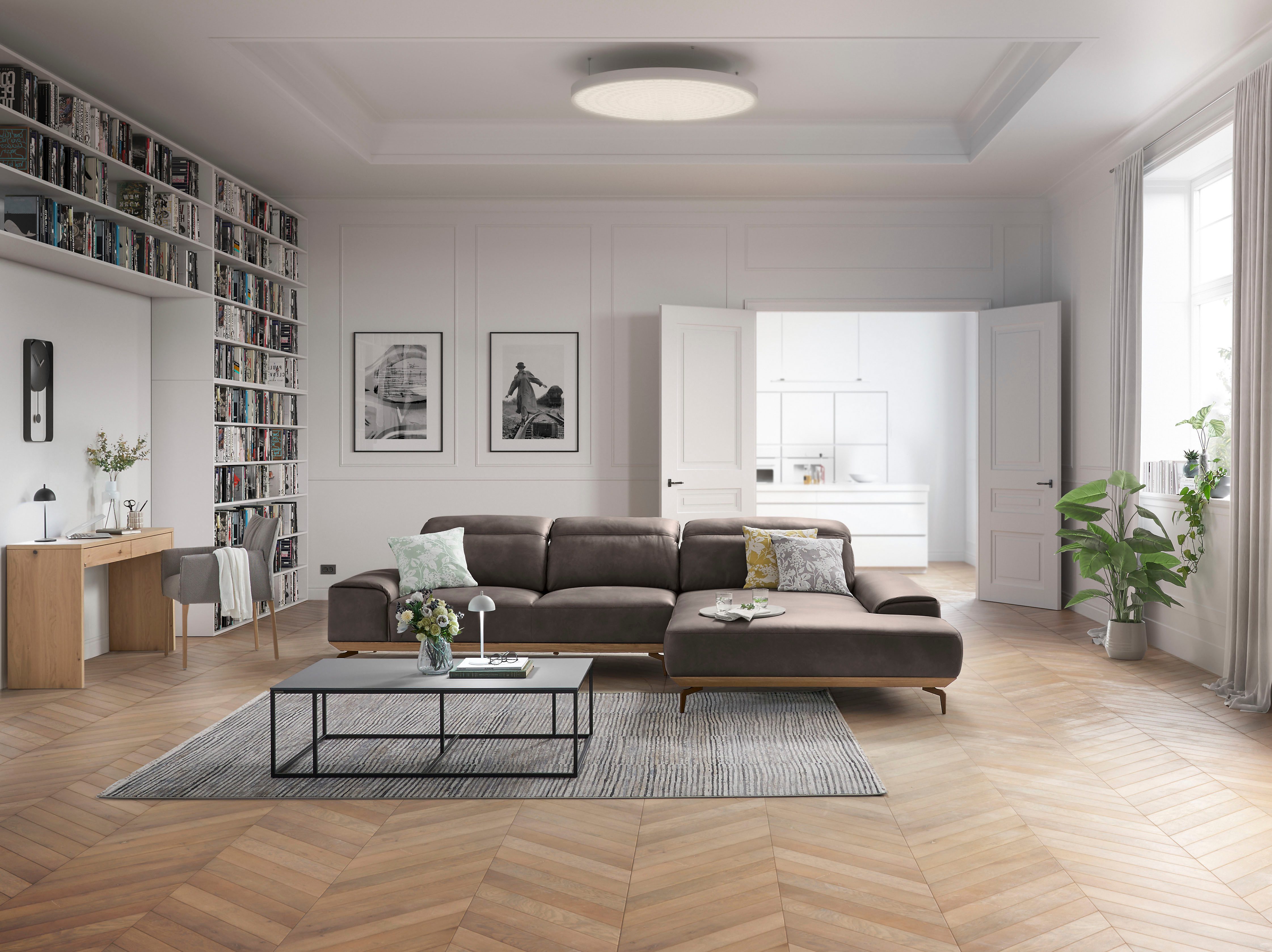 Musterring Wohnlandschaft MR 2490 Ecksofa mit erstklassigem Sitzkomfort, Long-Life-Leder, Bronze-Fuß Sitzhöhe 46cm, wahlweise mit Funktionen, Maße 342 x 207 cm