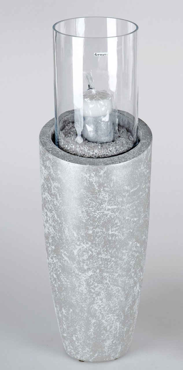 formano Windlicht Silver Ice, Weiß H:77cm D:25cm Glas