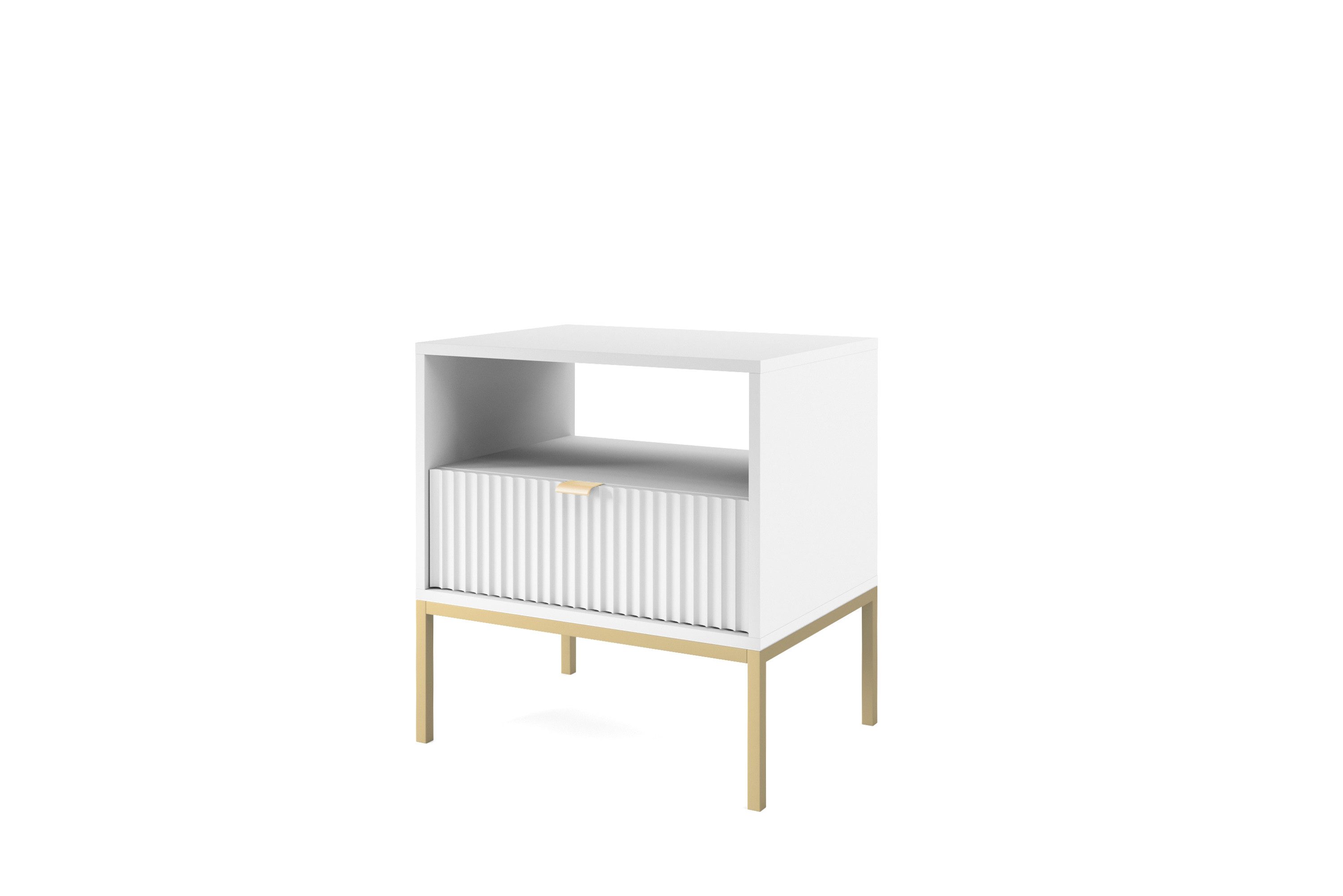 yourhouse24 Nachttisch NOVA mit Riffelfront Schublade (1 Tisch), Bretie 54 cm