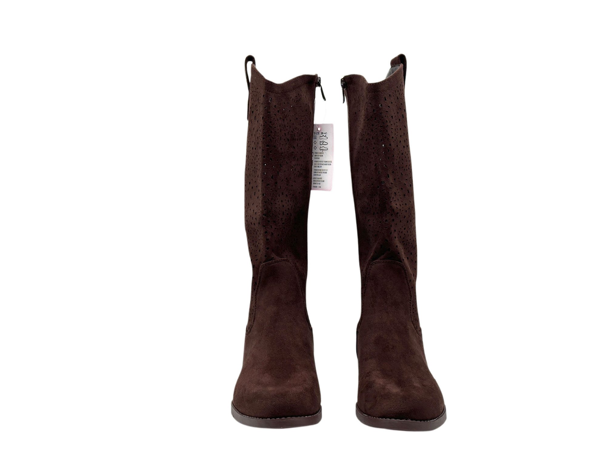 Nowaland Damen Stiefel mit Lochmuster und Blockabsatz Stiefel Dekoratives Lochmuster · Atmungsaktiv · Bequemer Blockabsatz