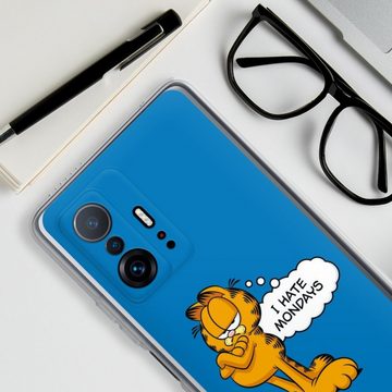 DeinDesign Handyhülle Garfield Katze Spruch Garfield I Hate Mondays Blue, Xiaomi 11T Pro 5G Silikon Hülle Bumper Case Handy Schutzhülle