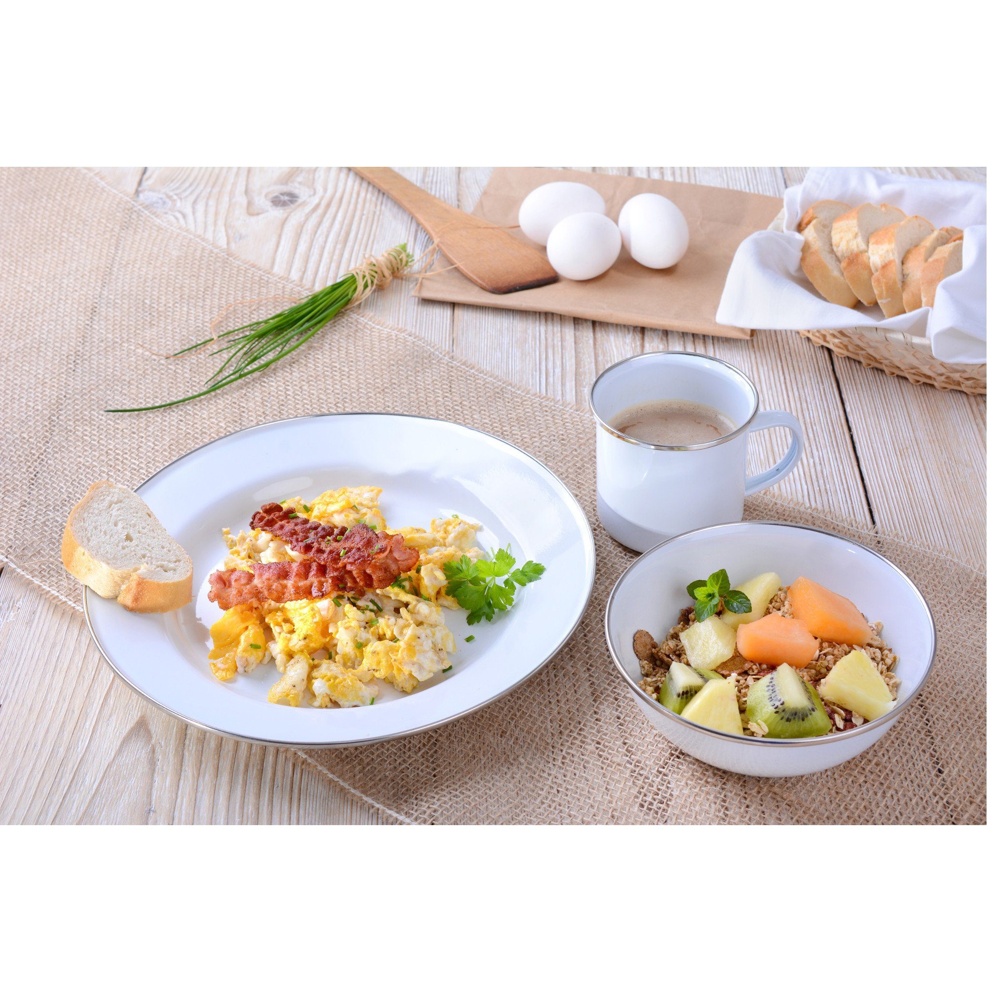 GRÄWE Geschirr-Set GRÄWE Emaille-Schale, 500 ml, in WEIß, GELB oder GRAU, Stahlblech