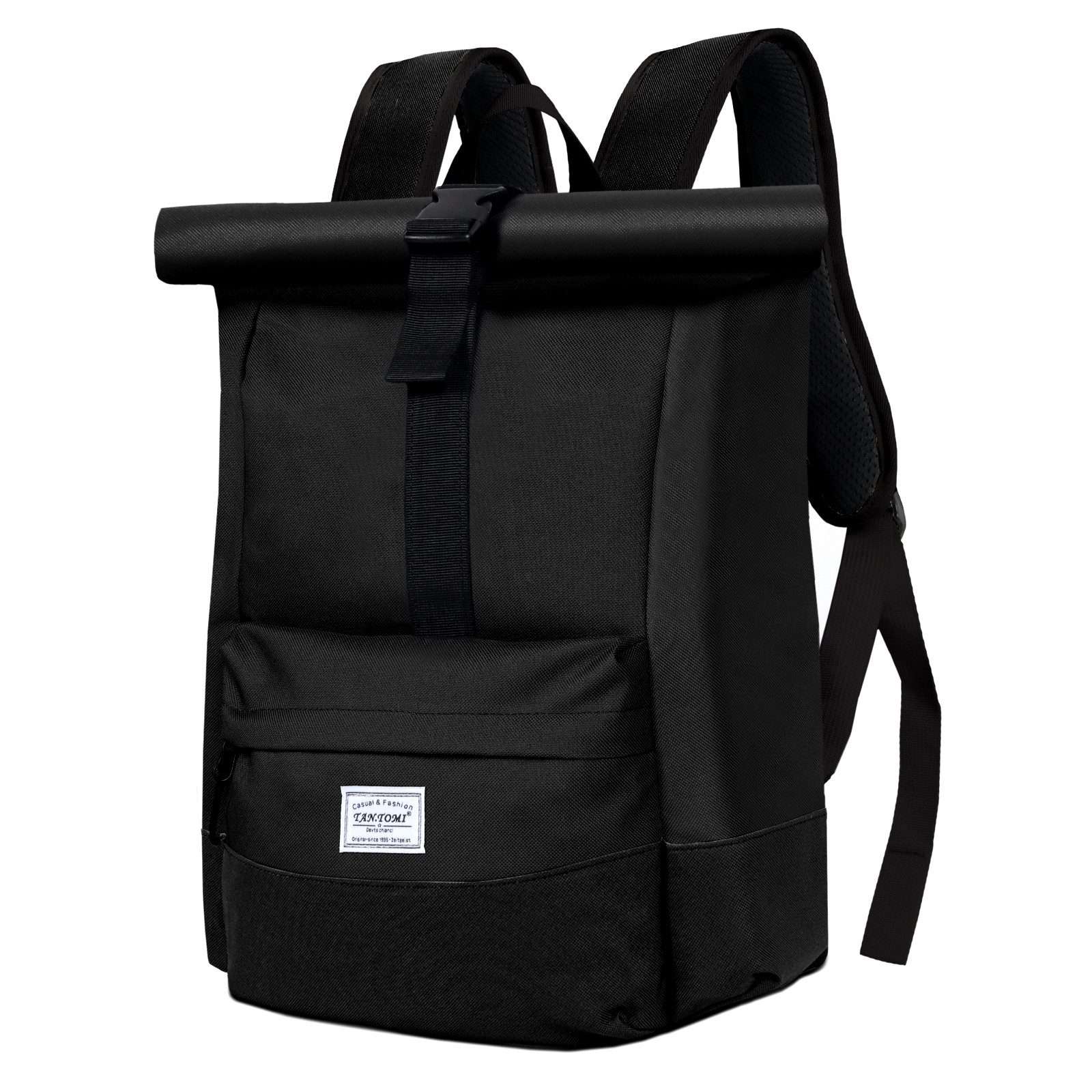 TAN.TOMI Cityrucksack Rolltop Rucksack Damen Herren Tagesrucksack mit Laptopfach, Modern Rolltop Rucksack Daypack, Wasserabweisend