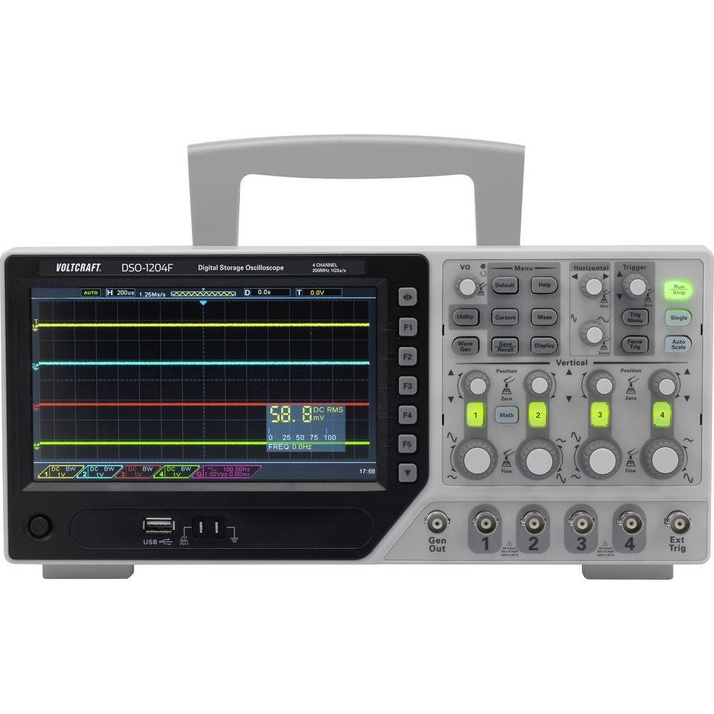 VOLTCRAFT Multimeter 4-Kanal Speicheroszilloskop mit, Digital-Speicher (DSO), Funktionsgenerator