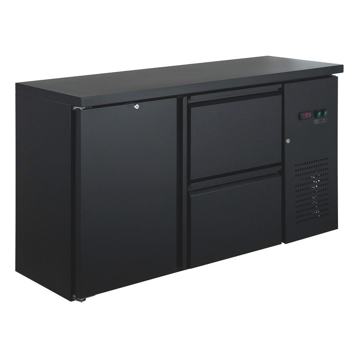 GastroHero Kühlschrank BKT-ECO1/2 Kühlschrank Barkühltisch 1 Tür 2 Schubladen 146 cm Getränkekühlung, 867 cm hoch, 146.2 cm breit
