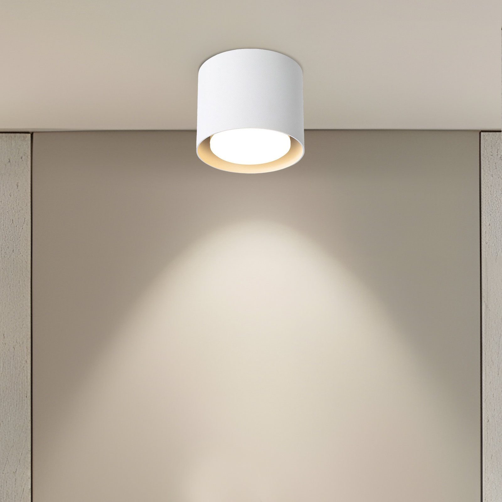 Nettlife LED Deckenspot Aufbaustrahler Rund Schwarz 5W kleine schwenkbar Aluminium GX53, 30° drehbar, LED fest integriert, Warmweiß, GX53 Leuchtmittel für Küche Wohnzimmer Esszimmer Büro Flur