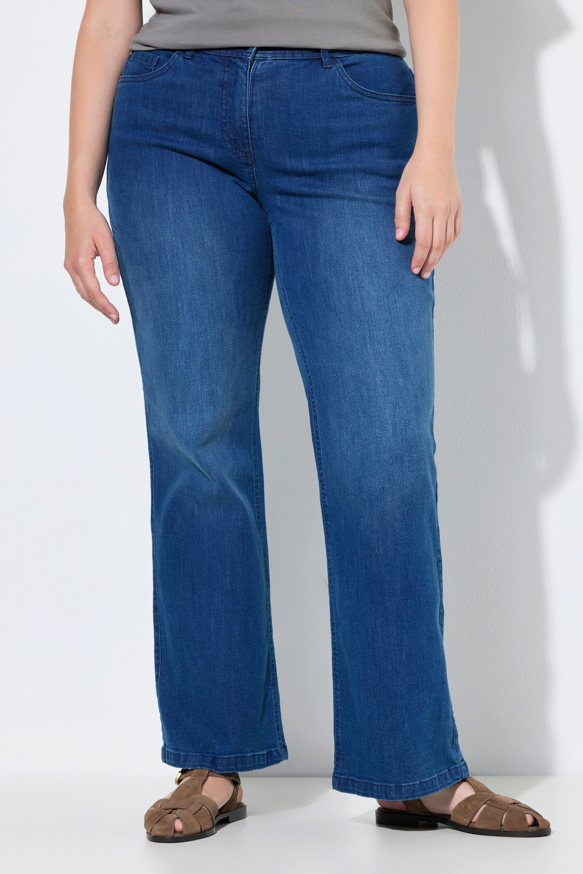 Regular-fit-Jeans Jeans Mary weites Bein Elastikbund Biobaumwolle