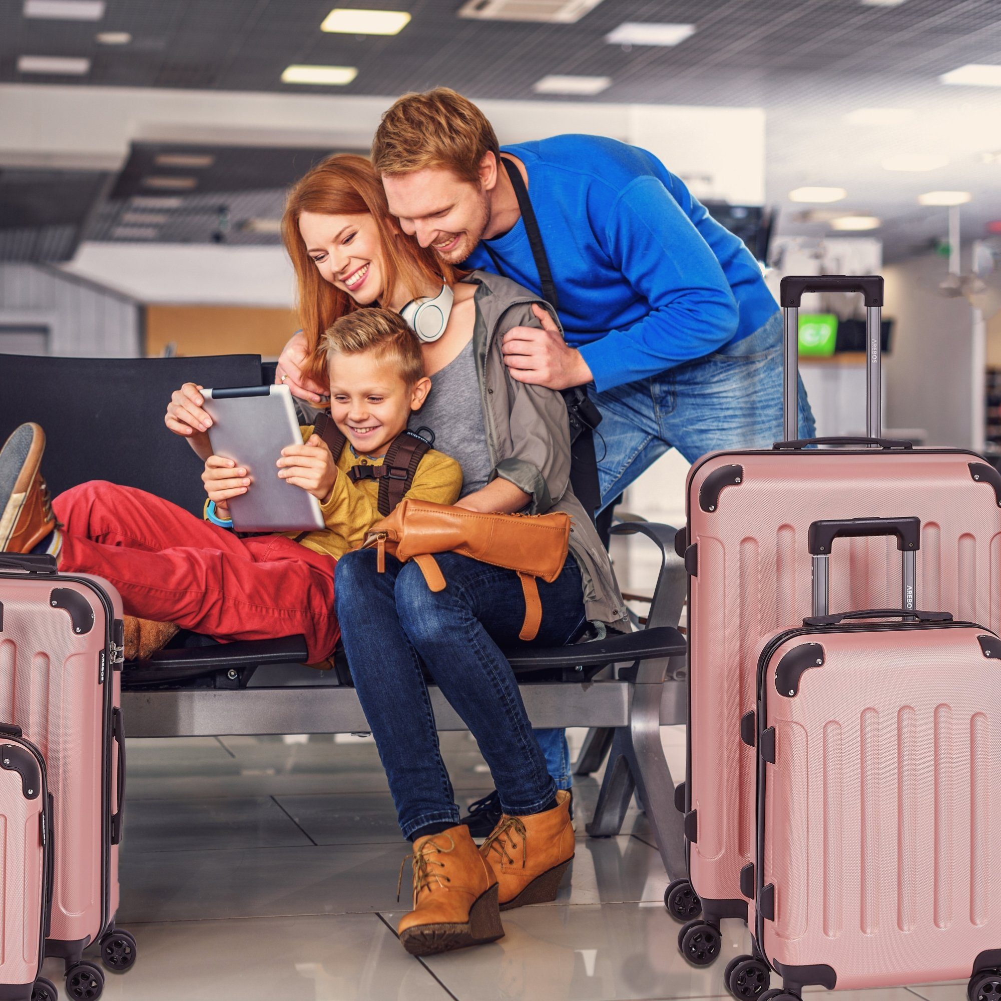 Arebos Kofferset Reisekoffer 4er Set Hartschalen Koffer Trolley S-M-L-XL-Se günstig online kaufen