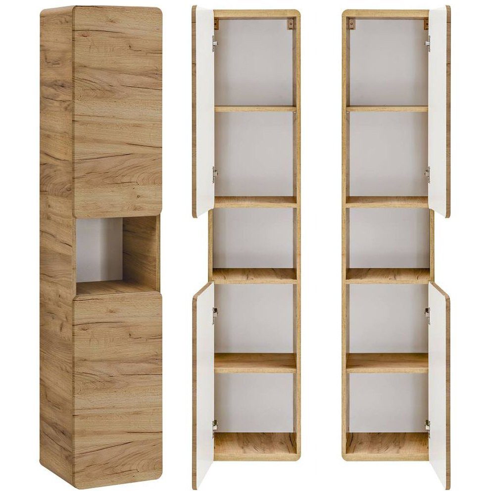 Lomadox Hochschrank LUTON-56-CRAFT Badmöbel, Wotan Eiche günstig online kaufen