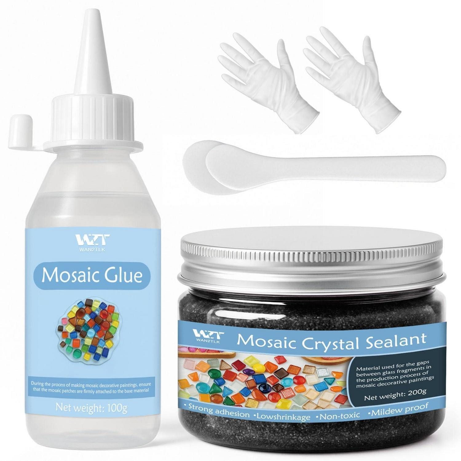 LuxusKollektion Kreativset Mosaik-Bastelset schwarz mit Kleber & Fugenmasse