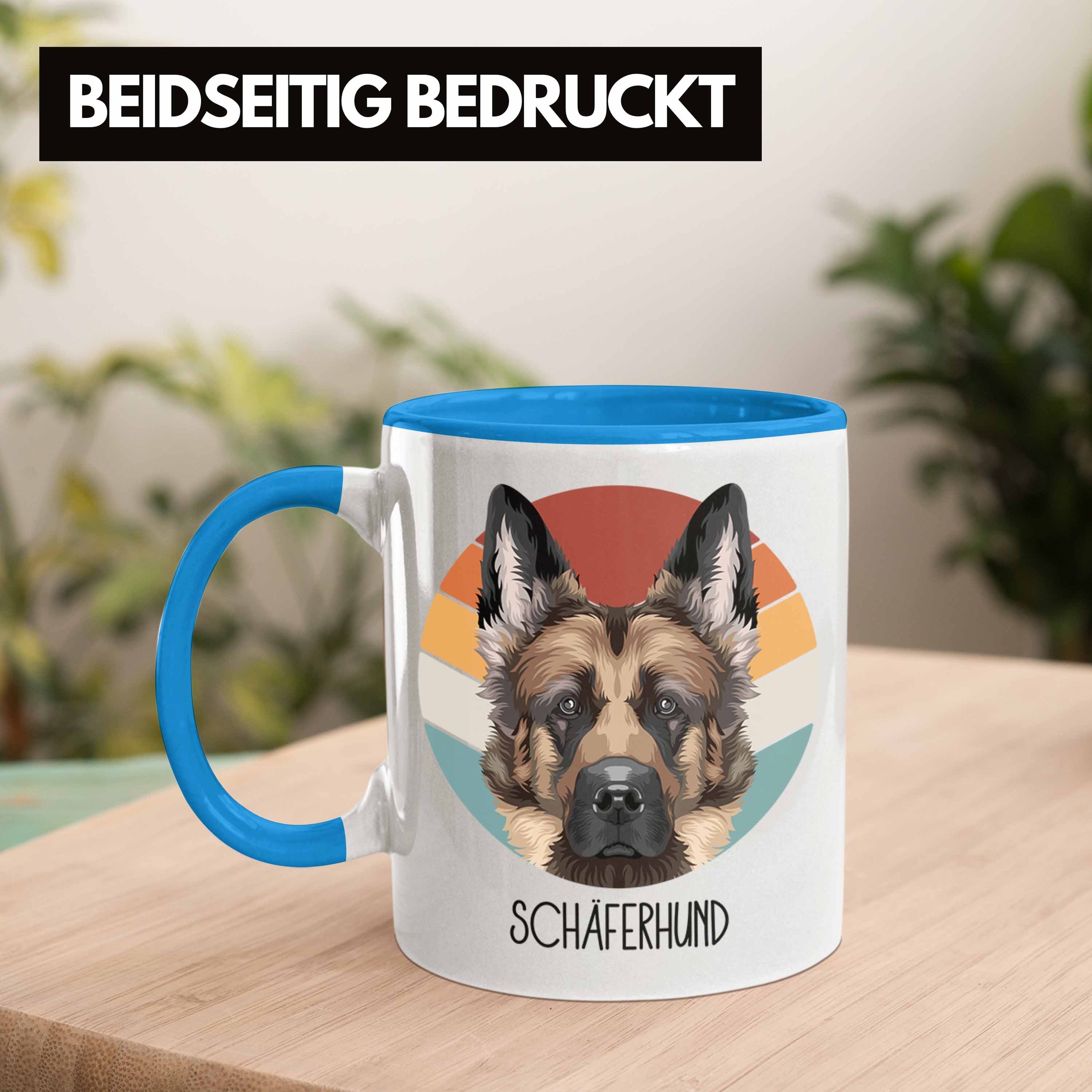 Tasse Trendation Blau Geschenk Lustiger Tasse Besitzer Spruch Schäferhund Geschenkidee Schäf