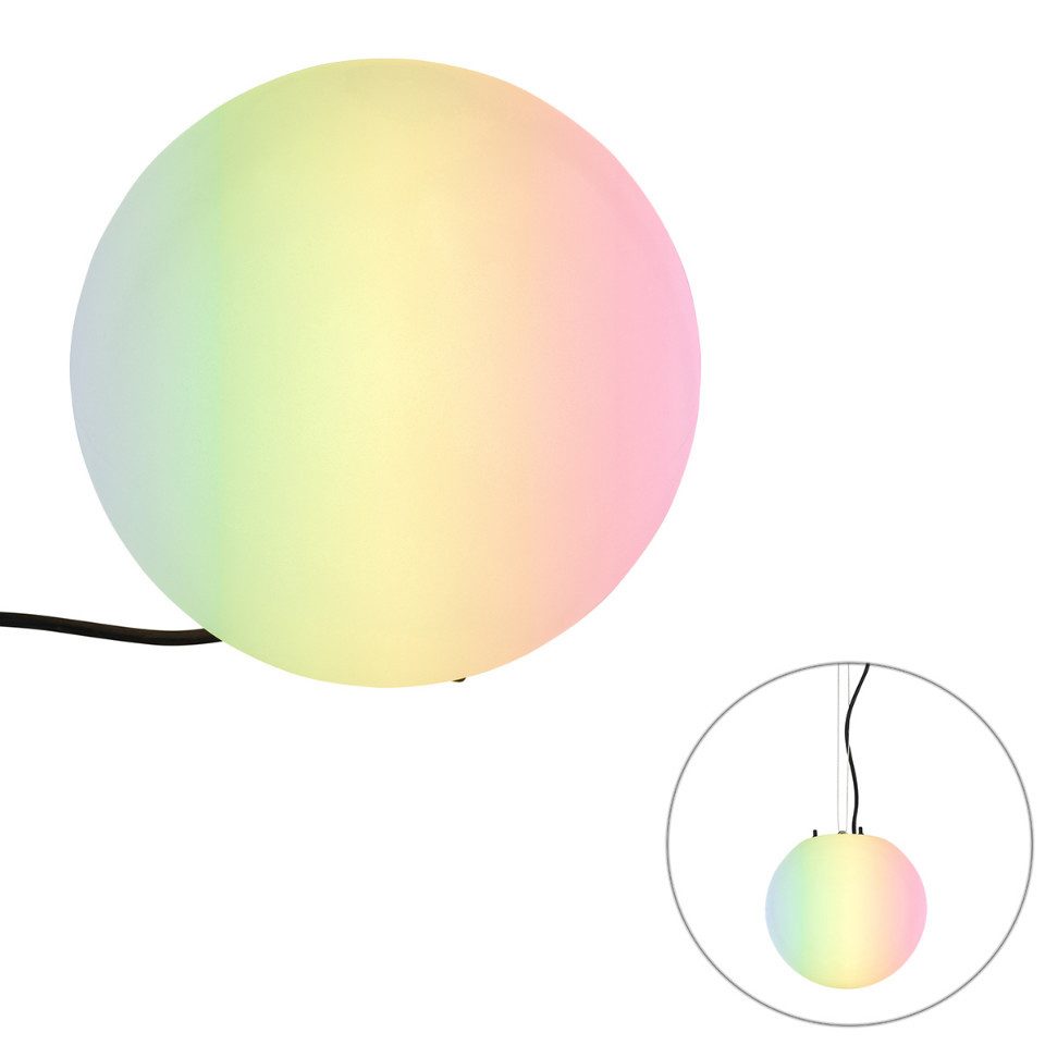 Qazqa Außen-Stehlampe Nura, Dimmbar, LED wechselbar, Extra-Warmweiß, QAZQA Außen Boden­leuchte, e27, Weiß, Kunststoff, Modern