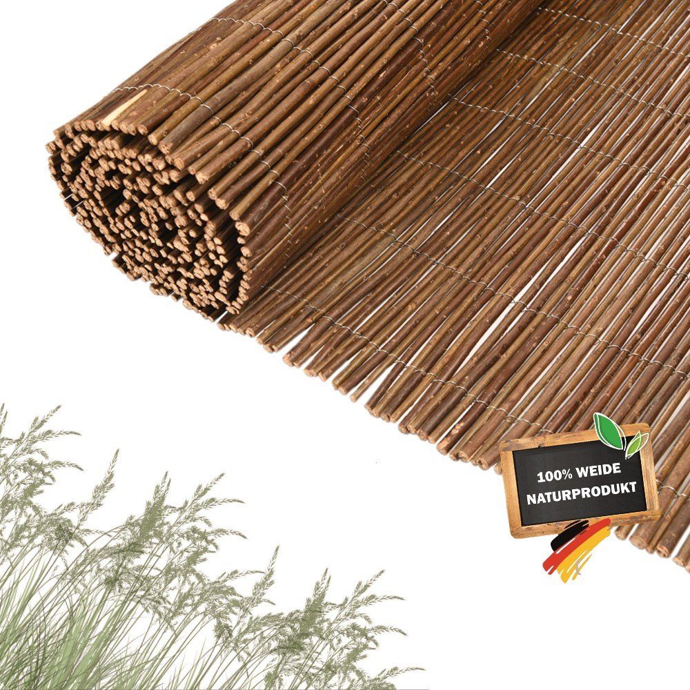 Coradoma Weidenzaun Weidenmatte Sichtschutz Zaun für Balkon, Terrasse, Garten, viele Größen, Höhe 100-190cm