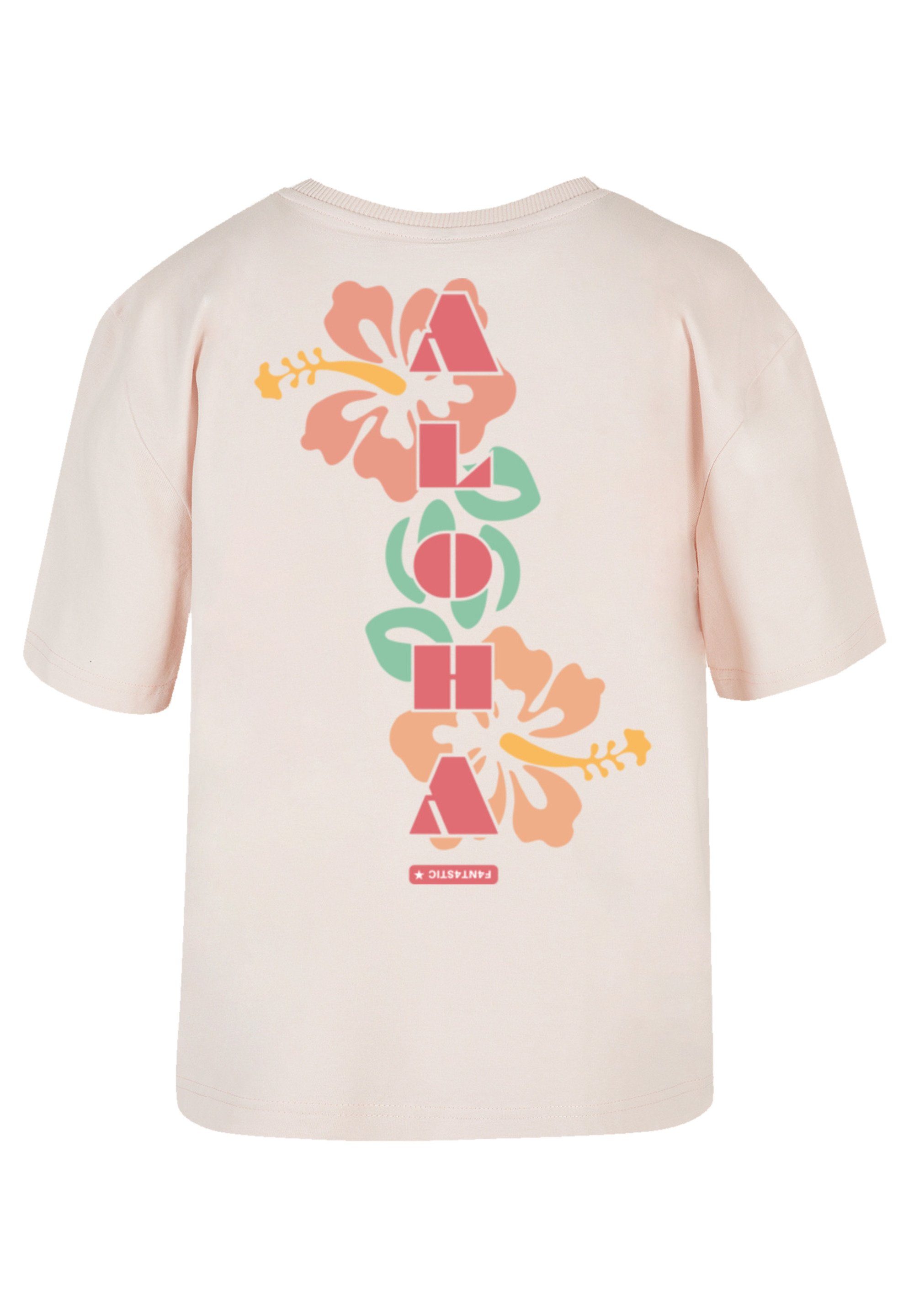 aus, Print, T-Shirt kleiner Größe Aloha eine SIZE Fällt bitte PLUS bestellen F4NT4STIC weit
